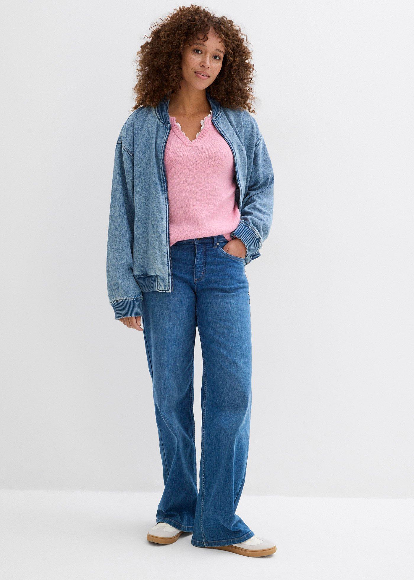 Sweter z koronkową wstawką - Bonprix