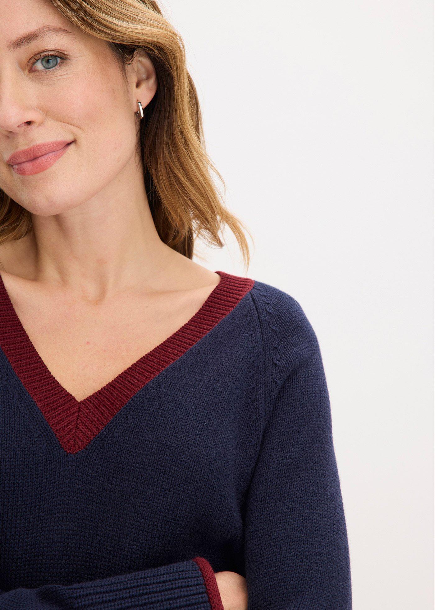 Sweter z kontrastującymi paskami - Bonprix