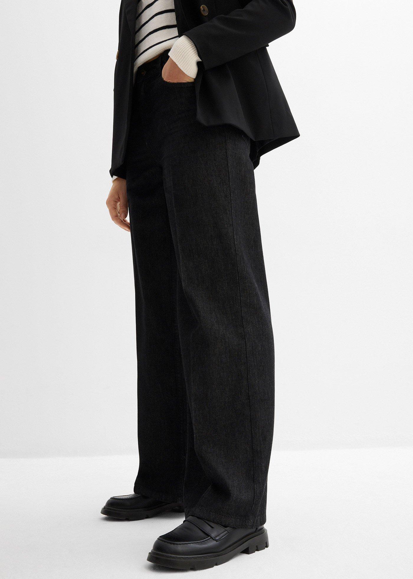 Dżinsy z szerokimi nogawkami, mid waist - Bonprix