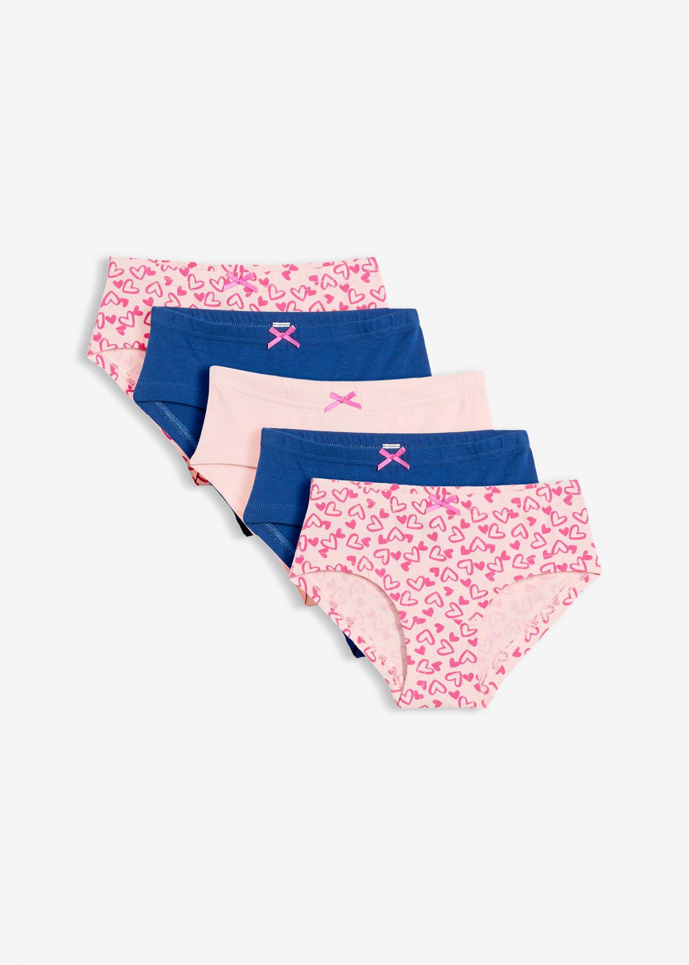 Figi panty z miękkiej bawełny, z małą satynową kokardką (5 szt.) - Bonprix
