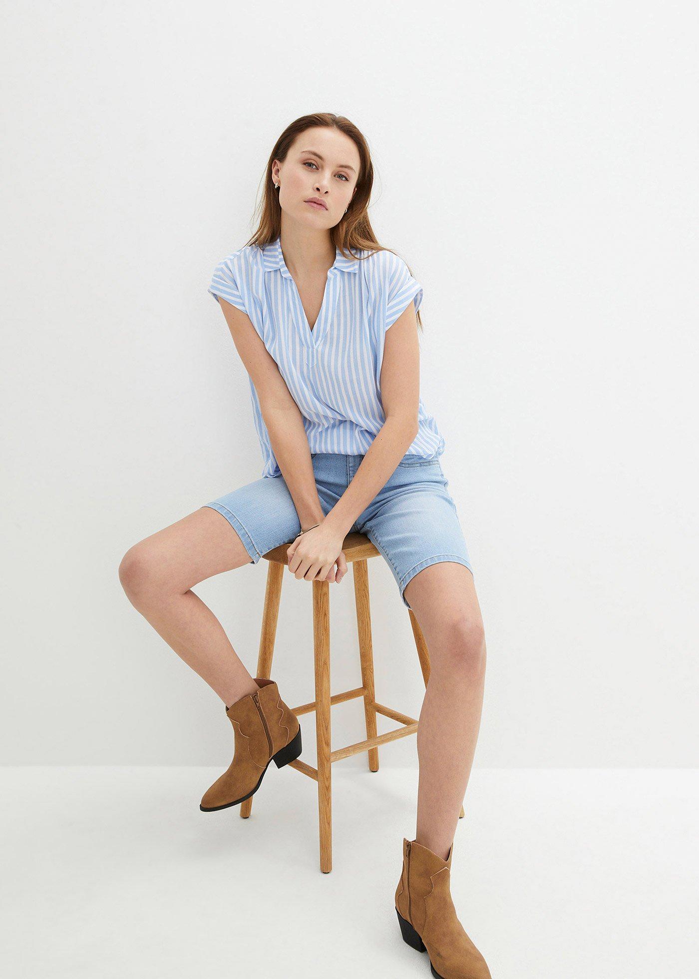 Bermudy dżinsowe Slim Fit mid waist - Bonprix