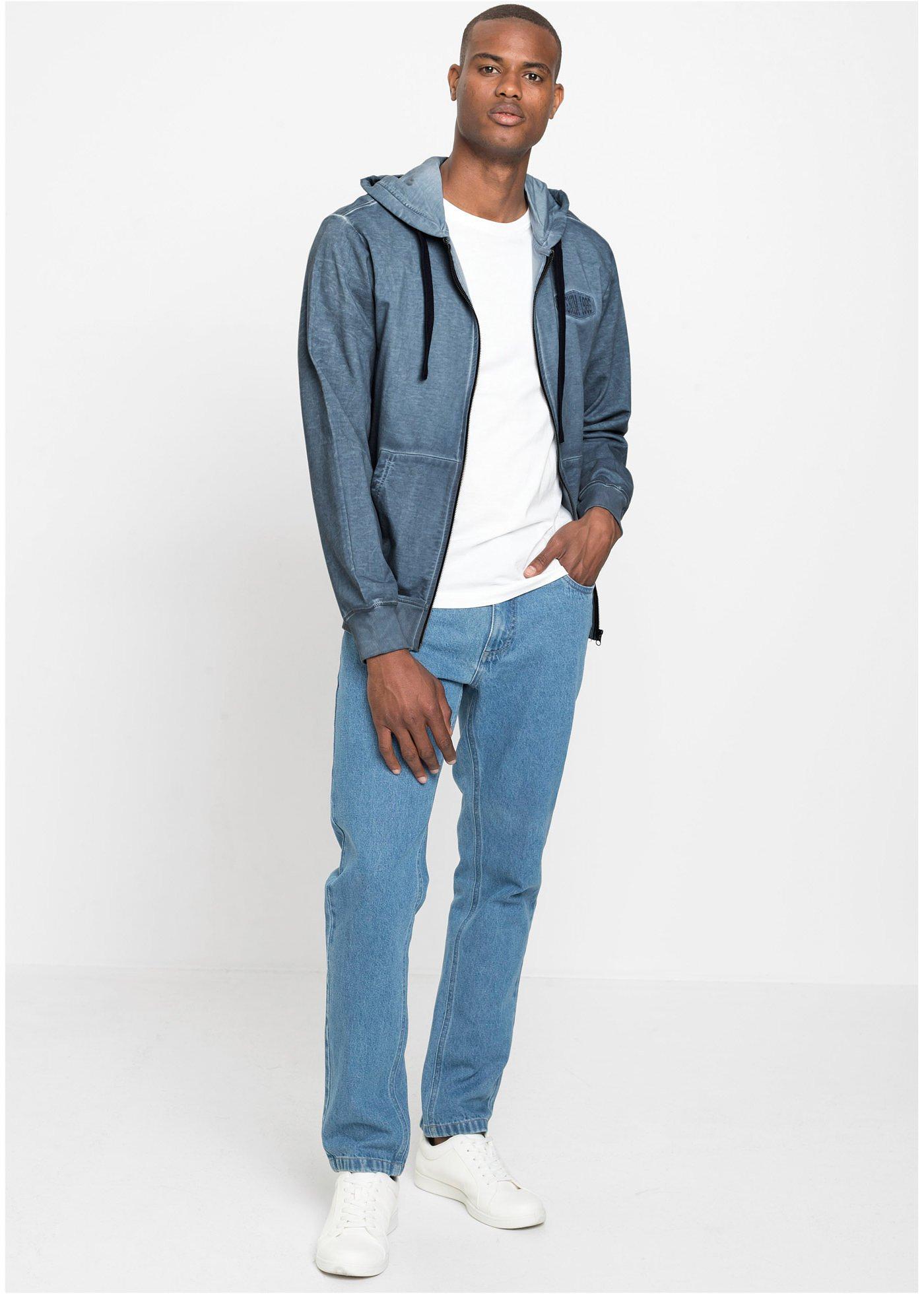 Bluza rozpinana z kapturem i efektem wytarcia - Bonprix