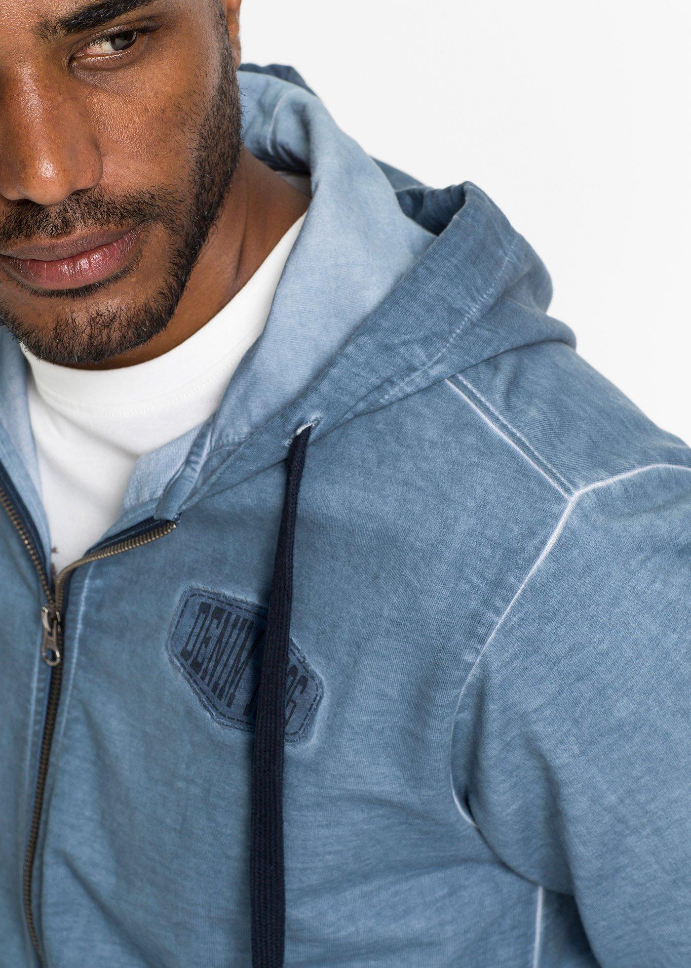 Bluza rozpinana z kapturem i efektem wytarcia - Bonprix