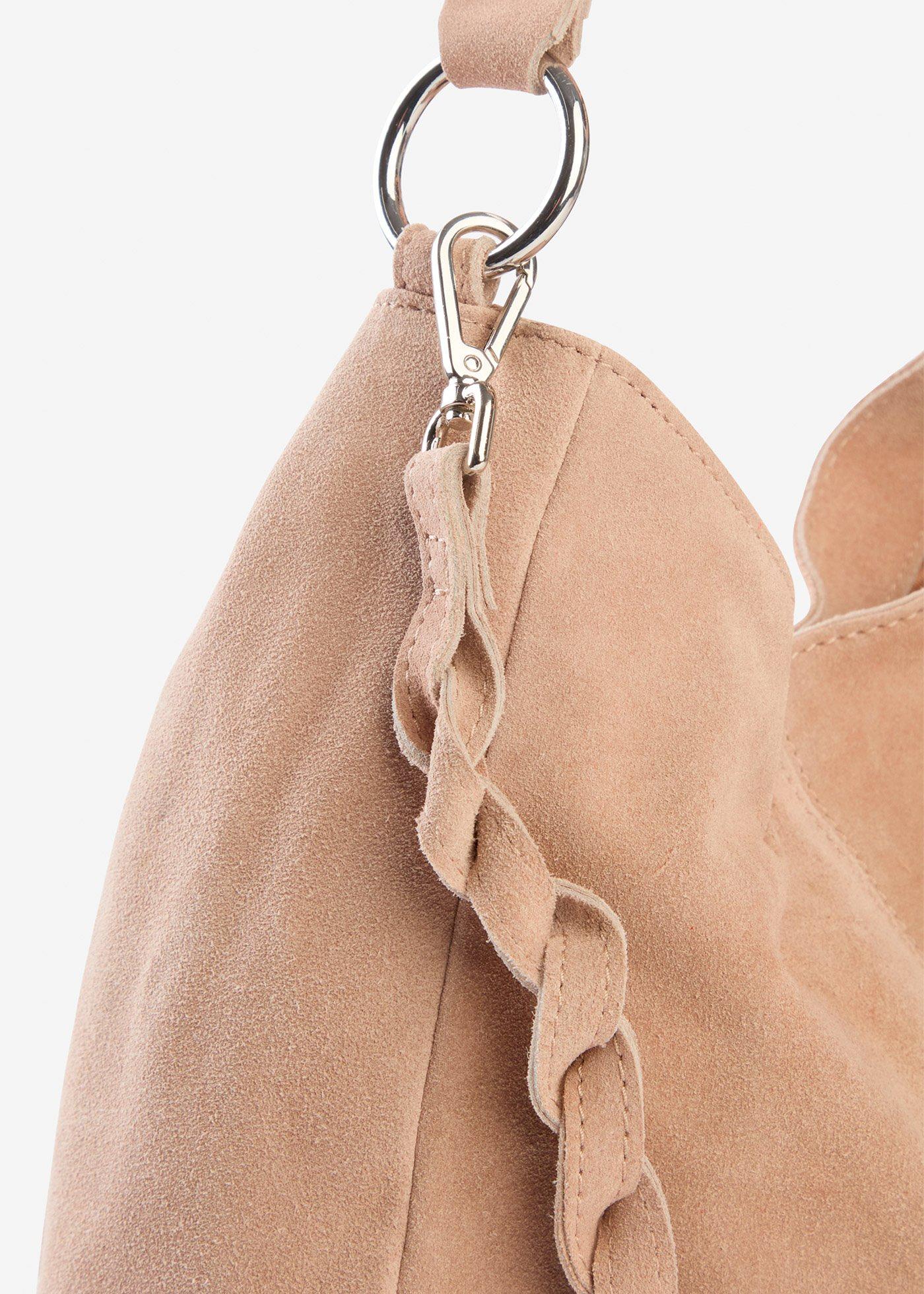 Torba z zamszowej skóry z ozdobnym dodatkowym paskiem - Bonprix