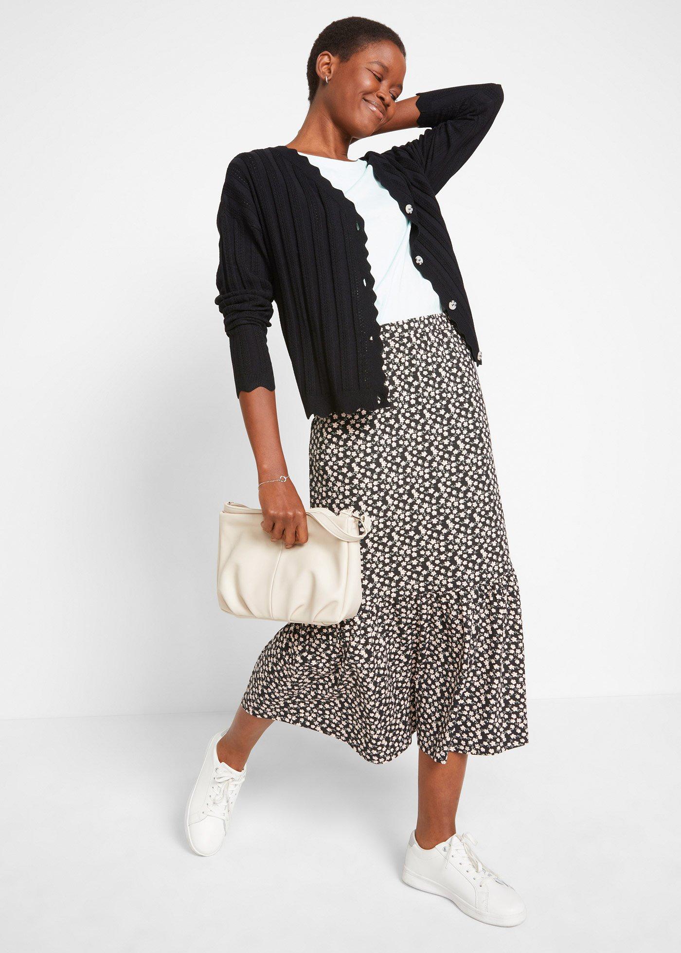 Krótki kardigan ażurowy - Bonprix