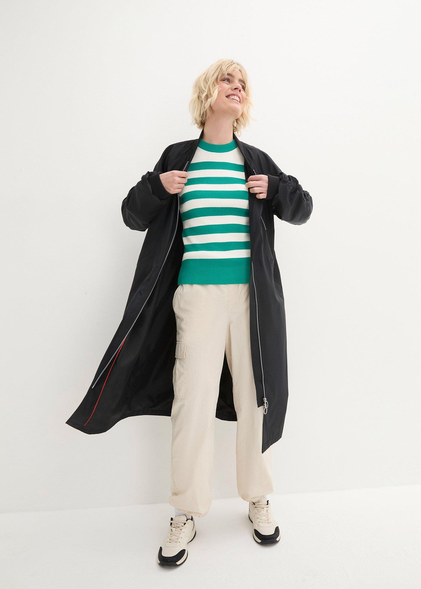 Płaszcz w stylu bomberki z dzianinowym kołnierzykiem - Bonprix