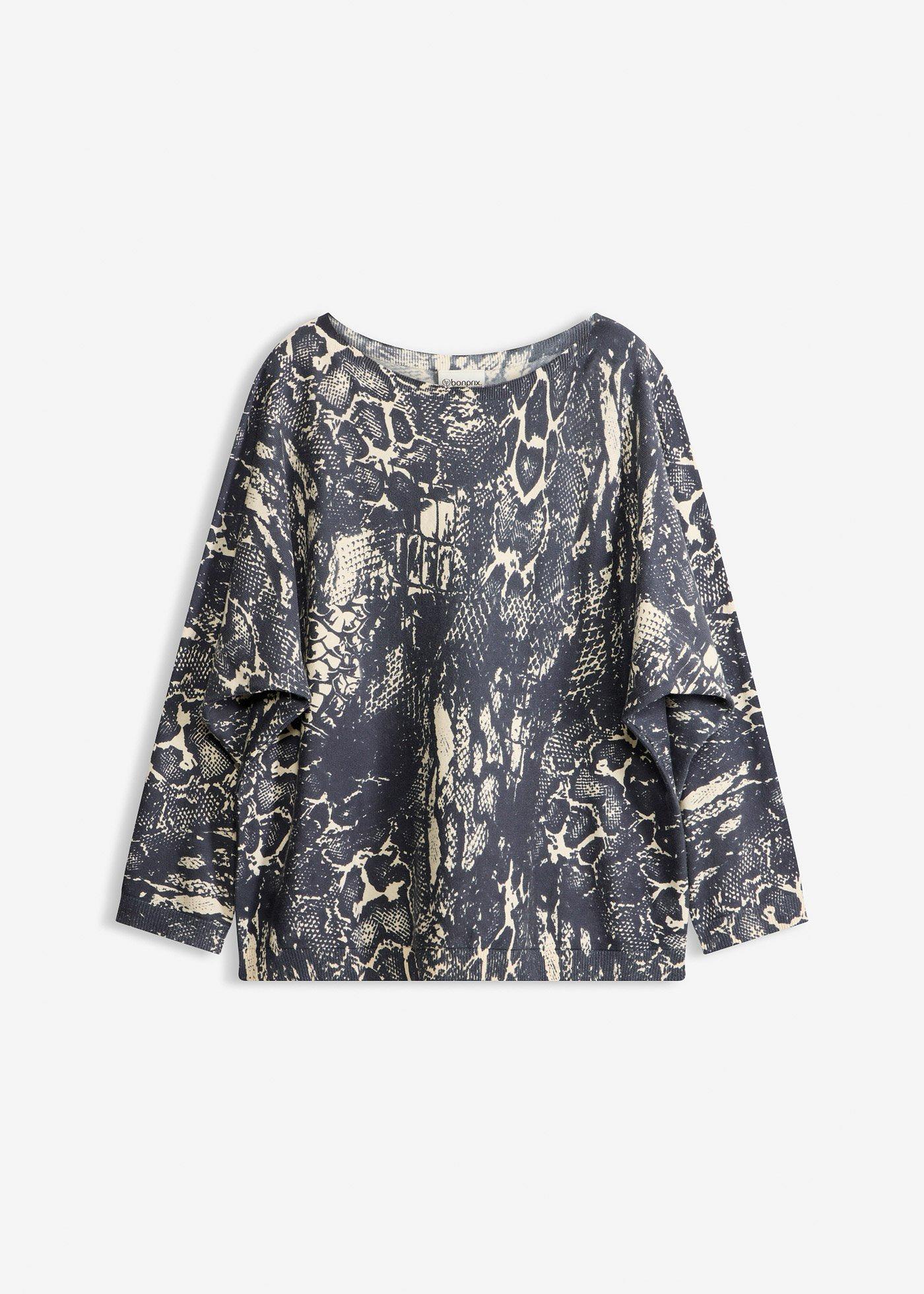 Pull manches chauve-souris à imprimé python