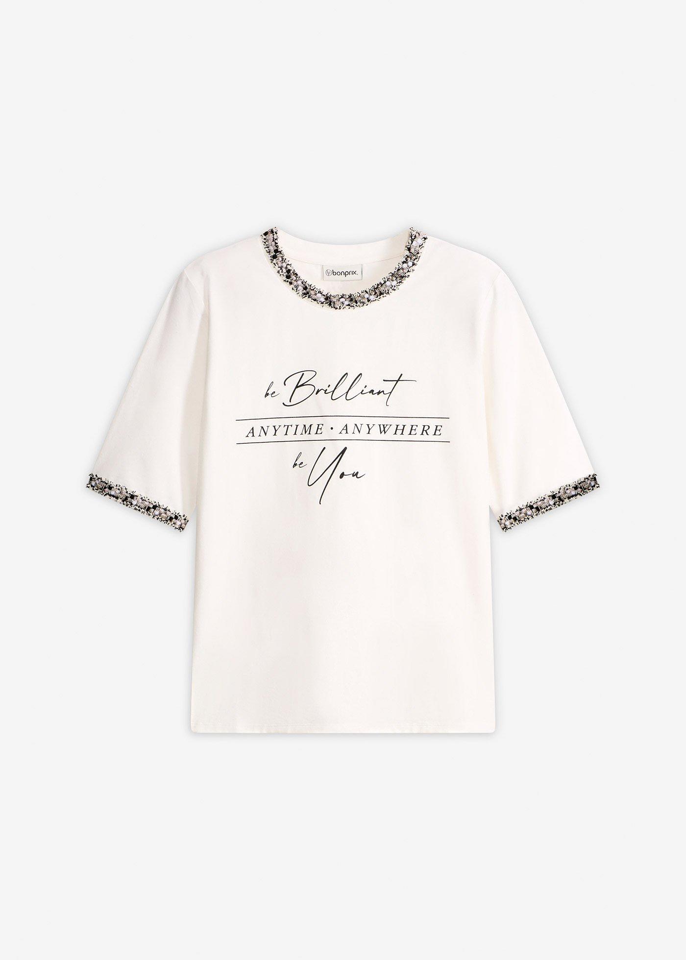 T-shirt en coton avec liseré perlé
