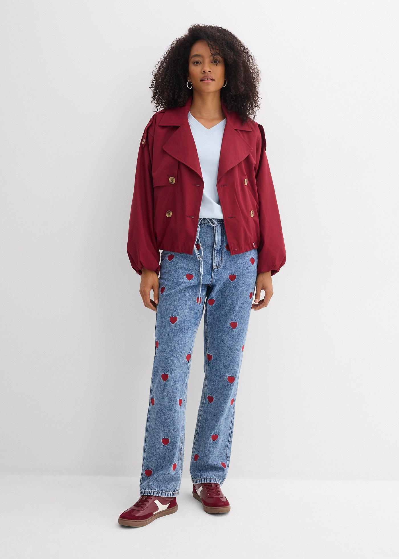 Jeansy loose, straight, high waist, z bawełny - Bonprix