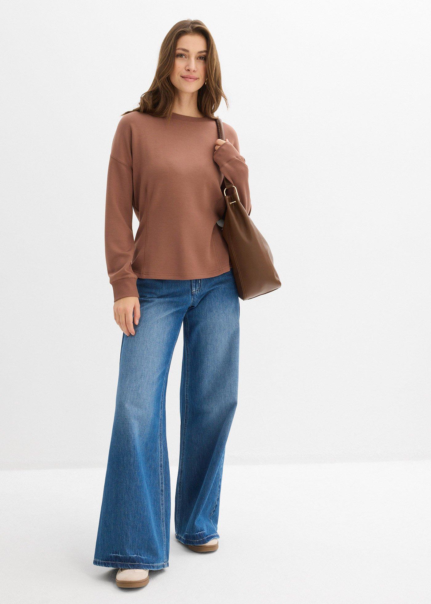 Bluza taliowana z dzianiny scuba - Bonprix
