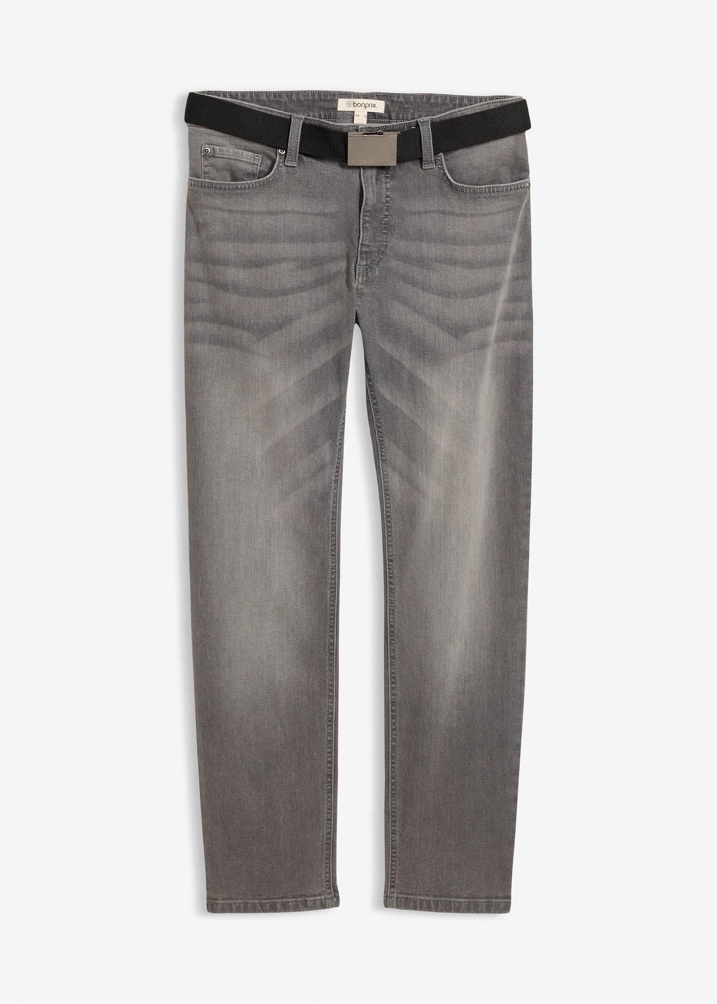 Jean extensible regular avec ceinture, droit