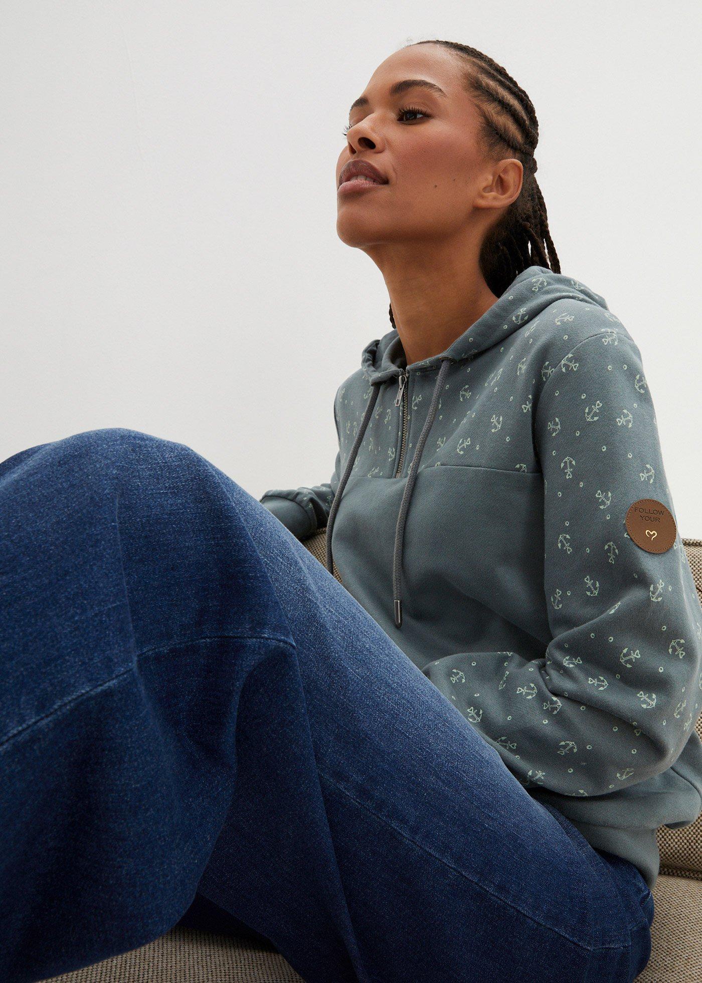 Bluza z kapturem i zamkiem, z czystej bawełny - Bonprix