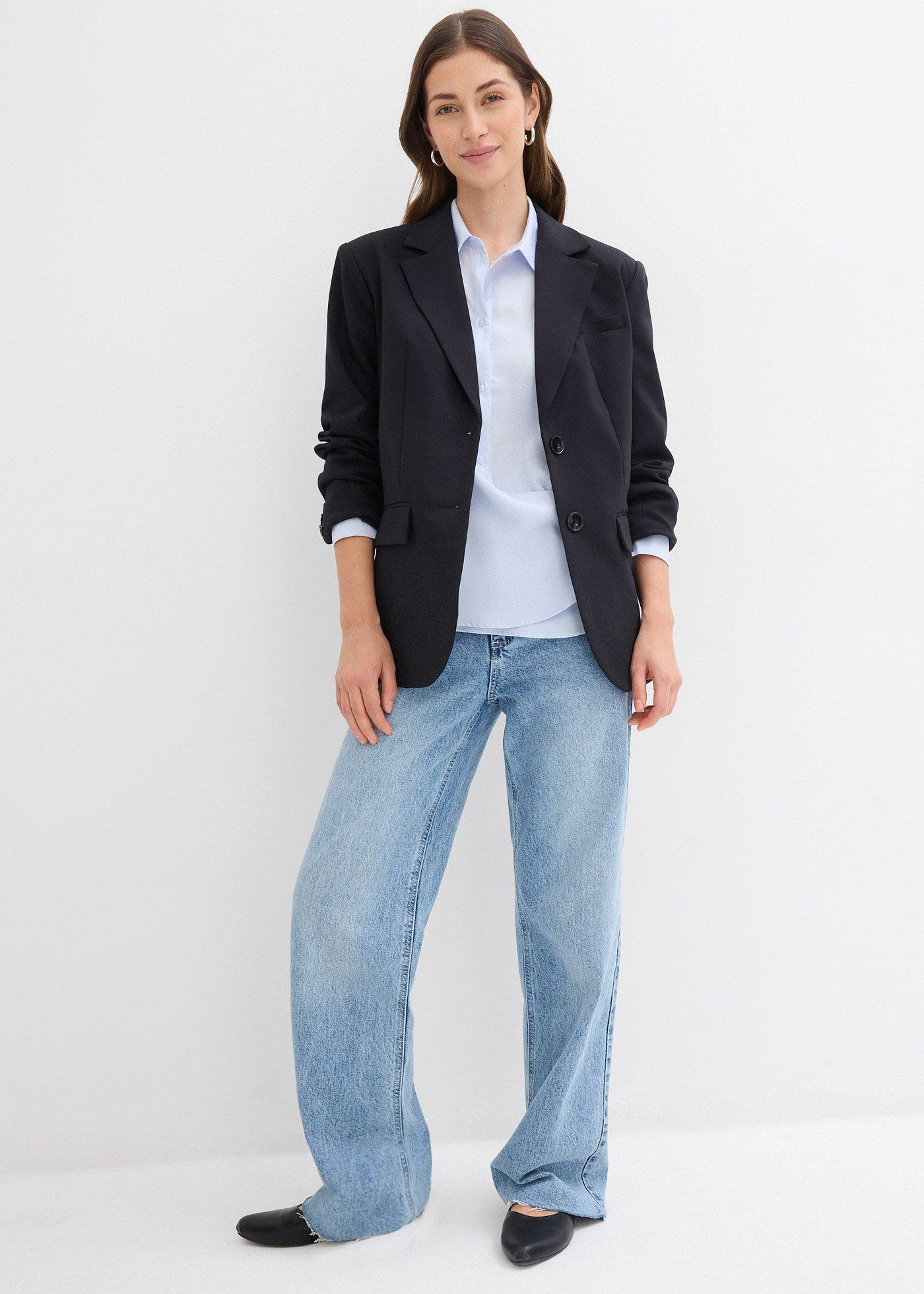 Jeansy wide leg, wysoki stan - Bonprix