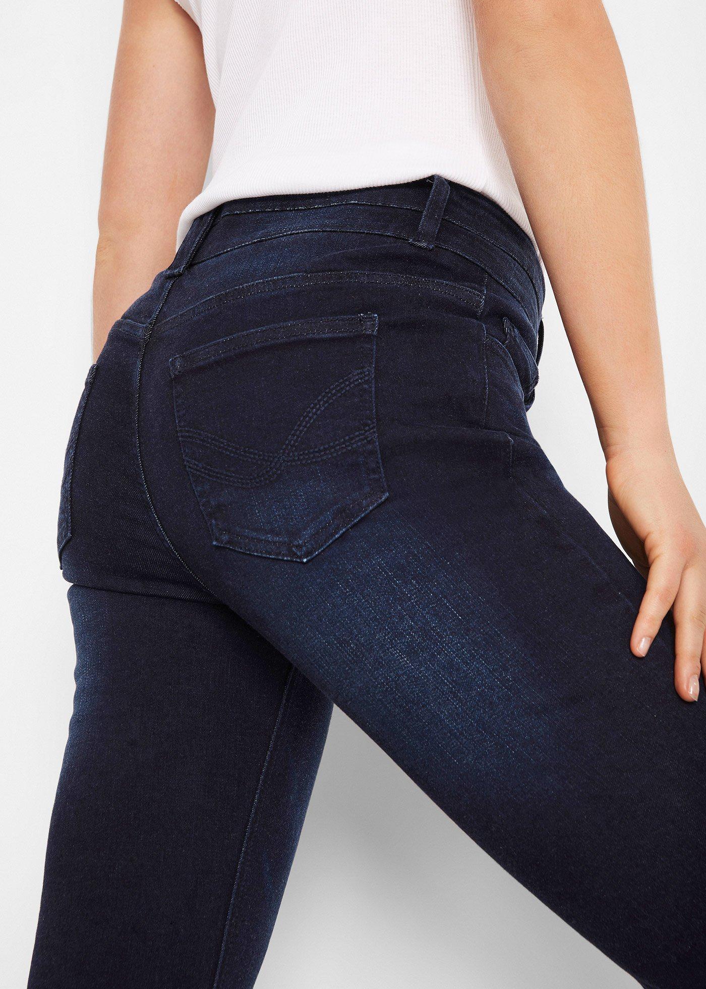 Modelujące jeansy ze stretchem, high waist, krój bootcut - Bonprix