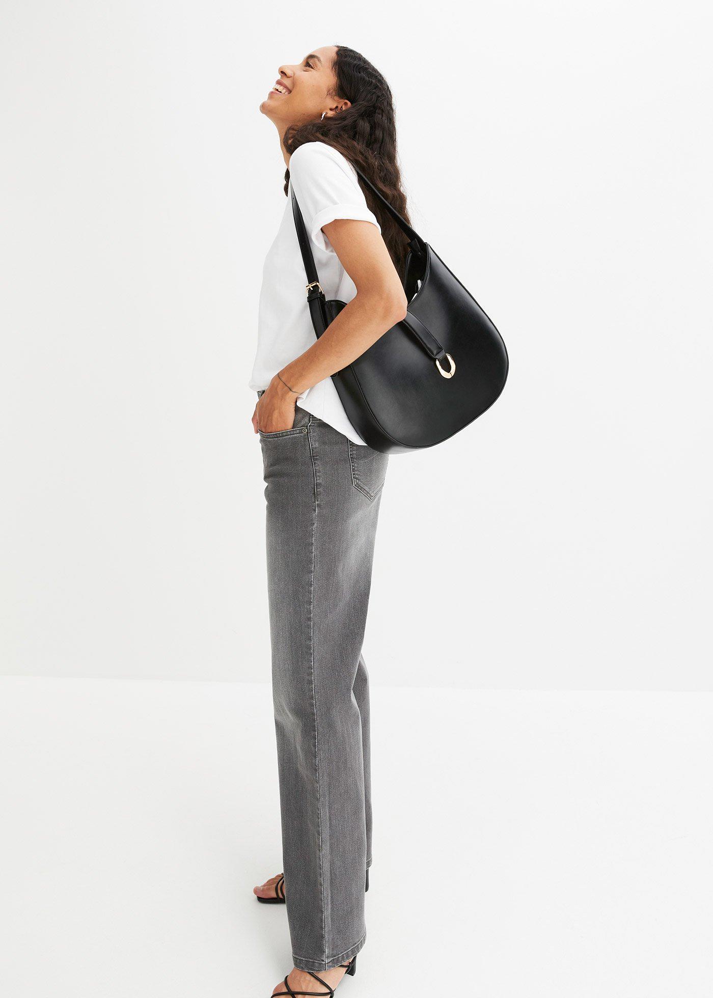 Dżinsy wide leg, mid waist, ze stretchem - Bonprix