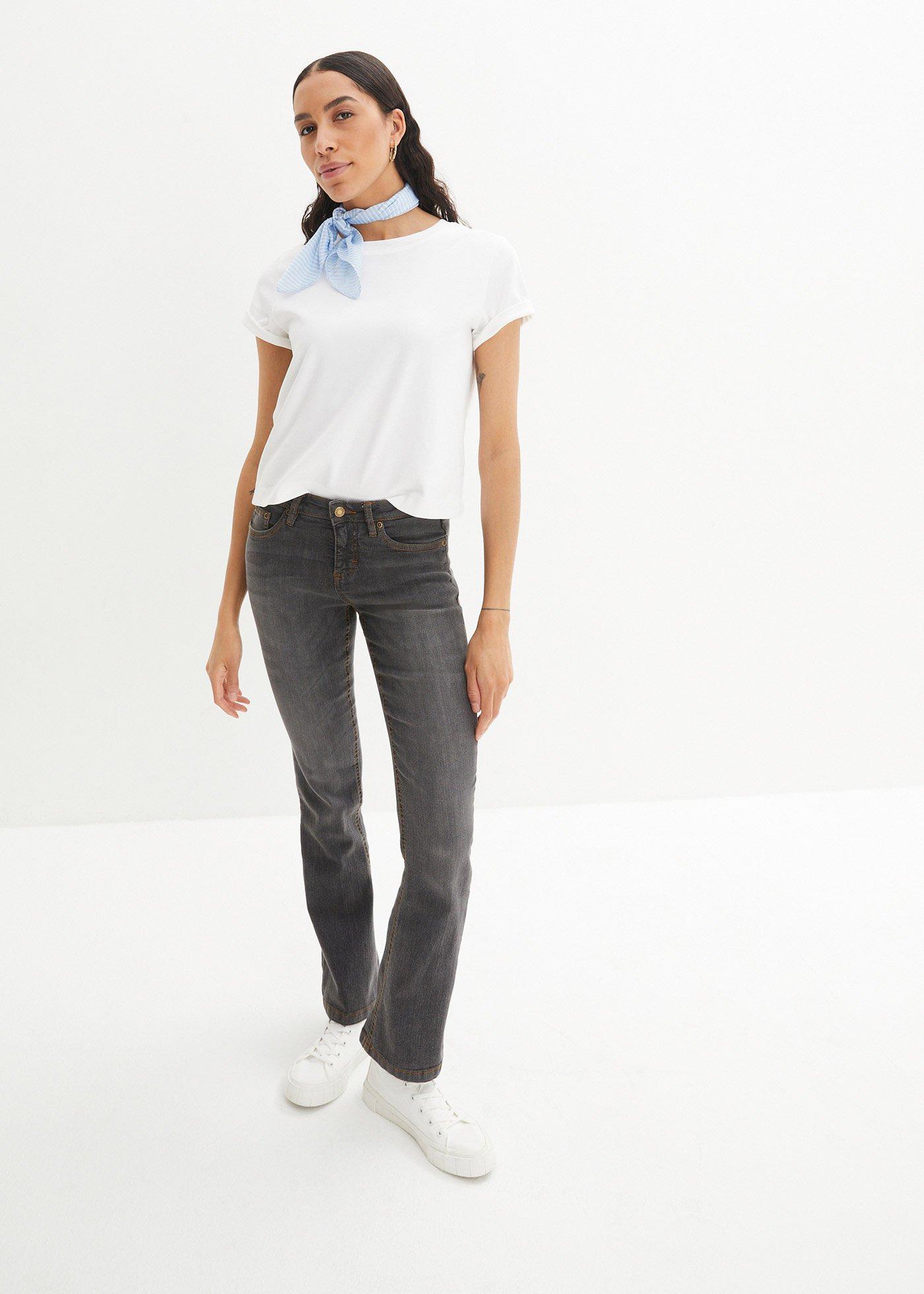 Jeansy ze stretchem o kroju bootcut, mid waist - Bonprix