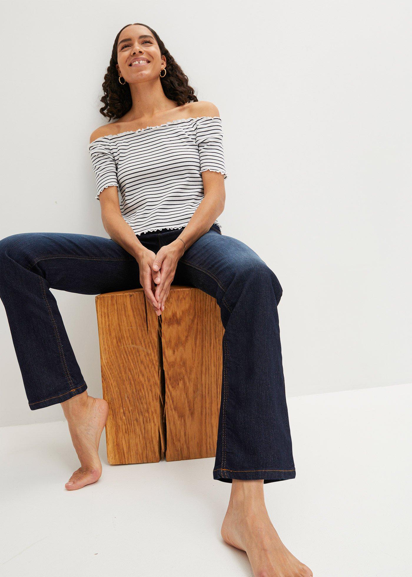 Jeansy ze stretchem, straight, mid waist - Bonprix