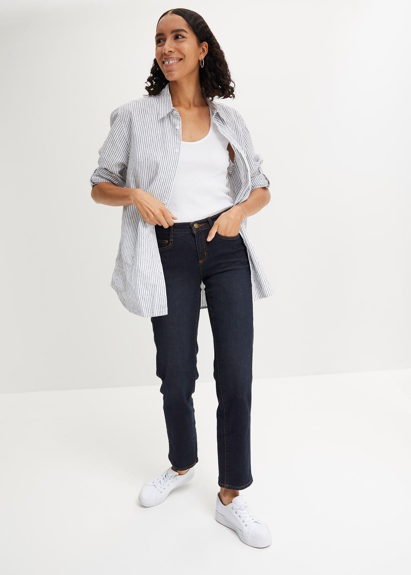 Jeansy ze stretchem, straight, mid waist - Bonprix