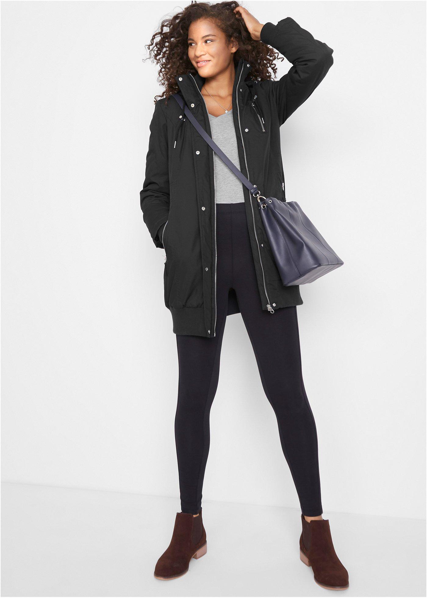 Długa kurtka z kapturem, ocieplana - Bonprix