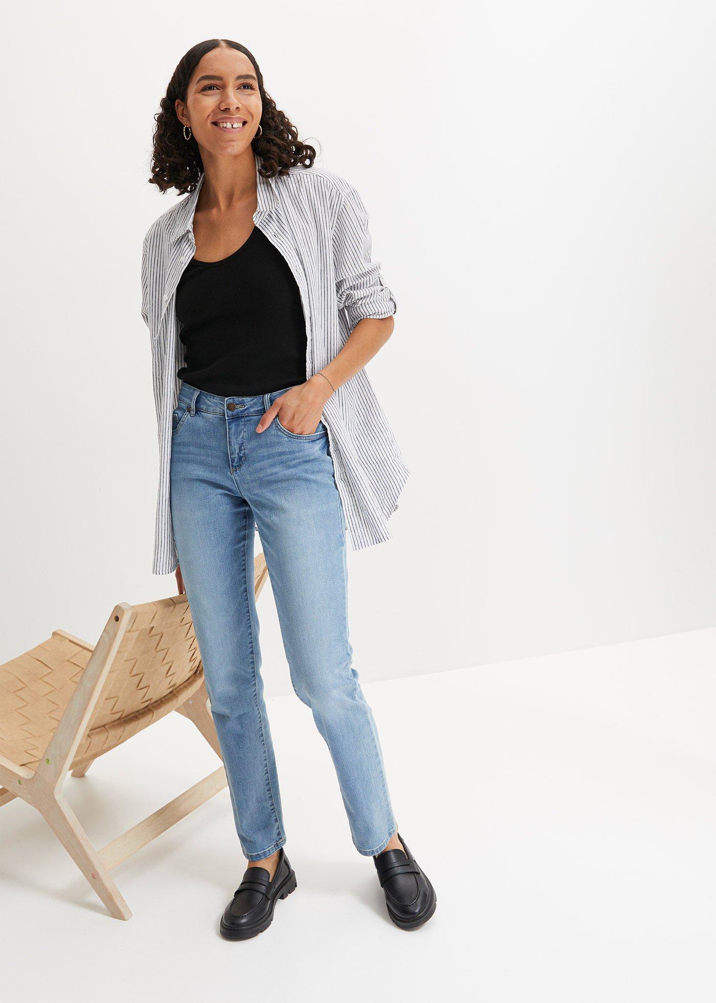 Dżinsy ze stretchem straight, mid waist - Bonprix