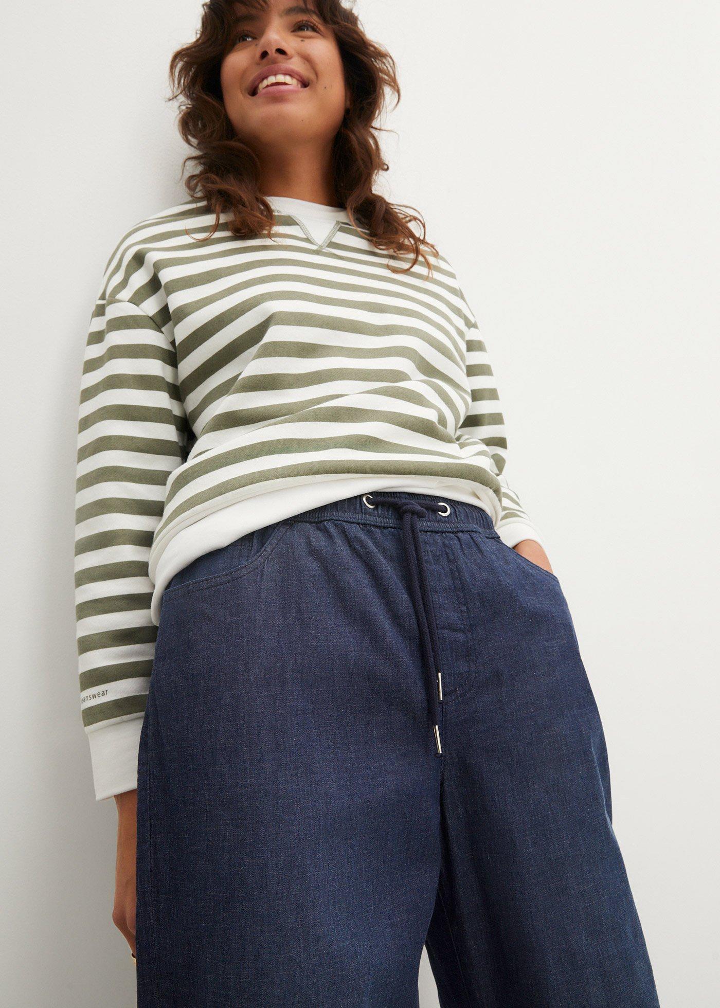 Jeansy straight z gumką w talii, high waist (2 pary) - Bonprix