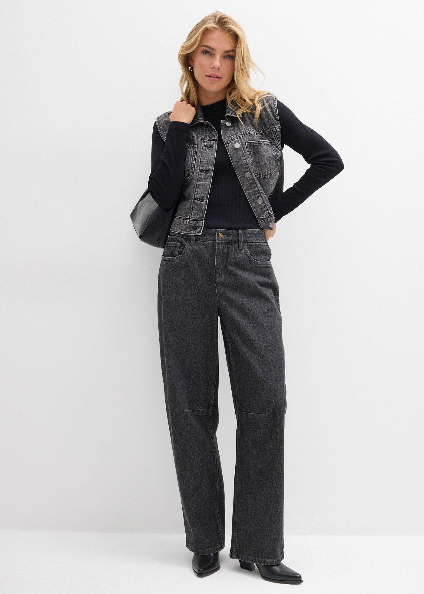 Jeansy typu barrel, mid waist - Bonprix