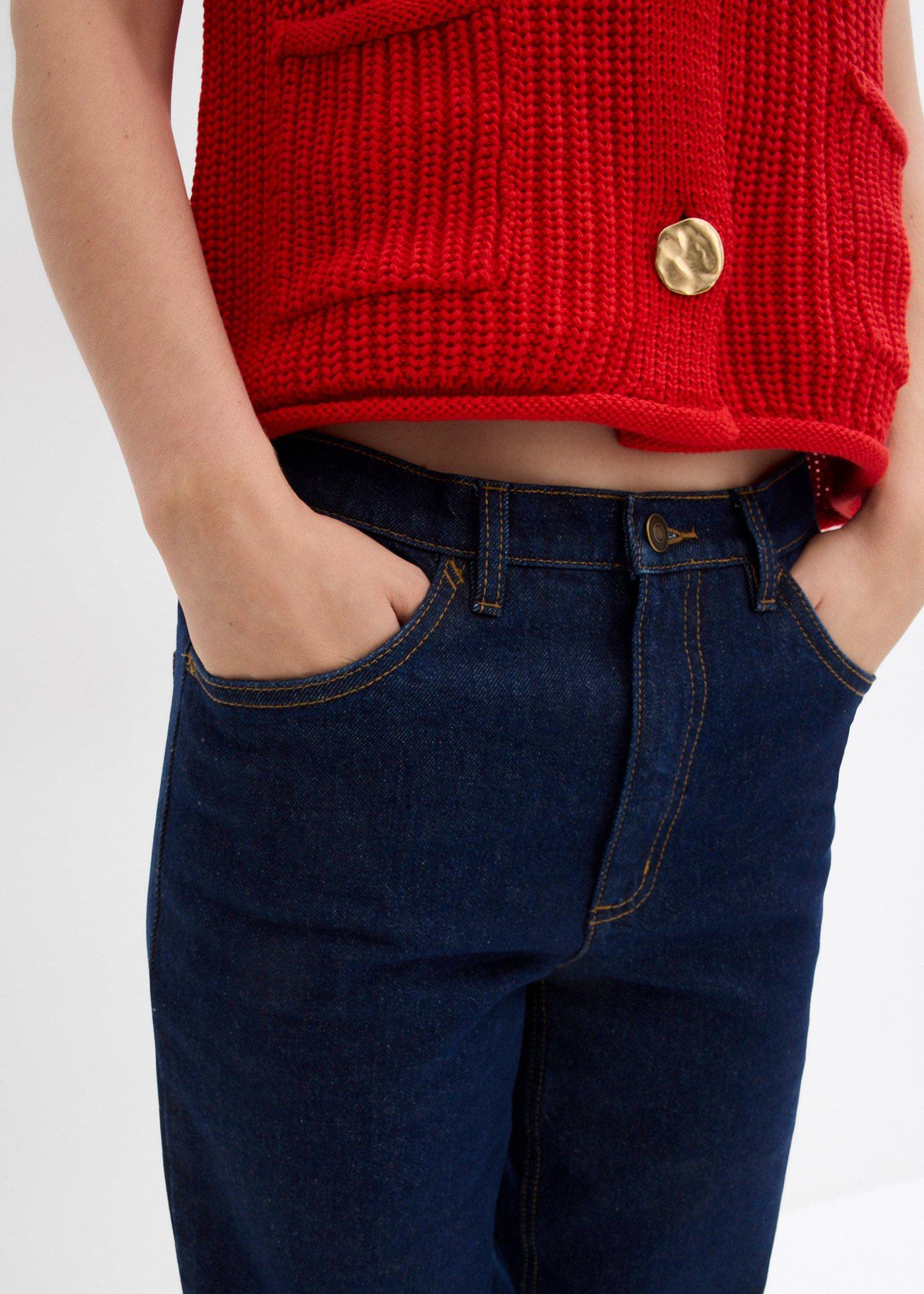 Jeansy mom, high waist, cropped - Bonprix