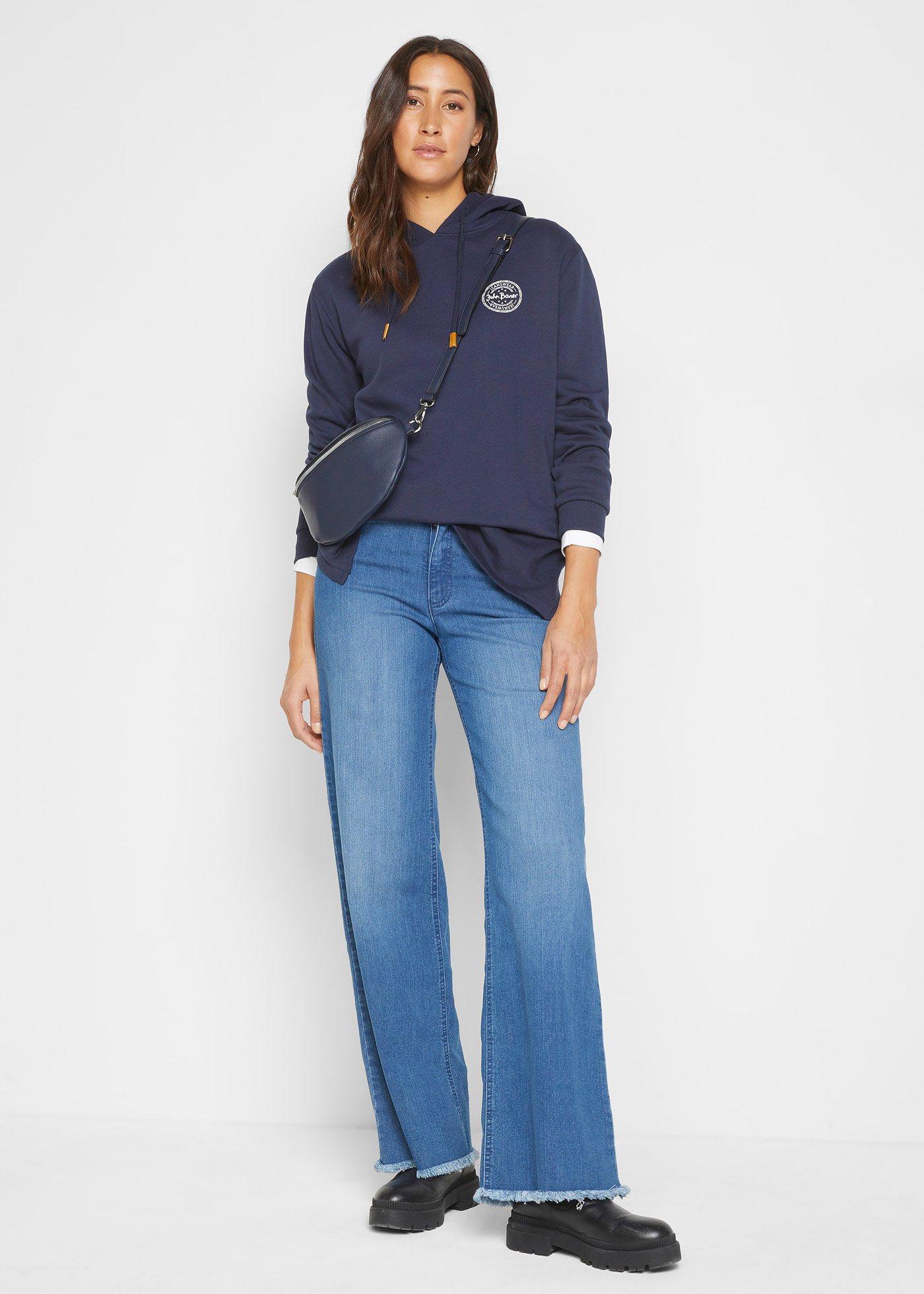 Jeansy ze stretchem wide leg, high waist - Bonprix
