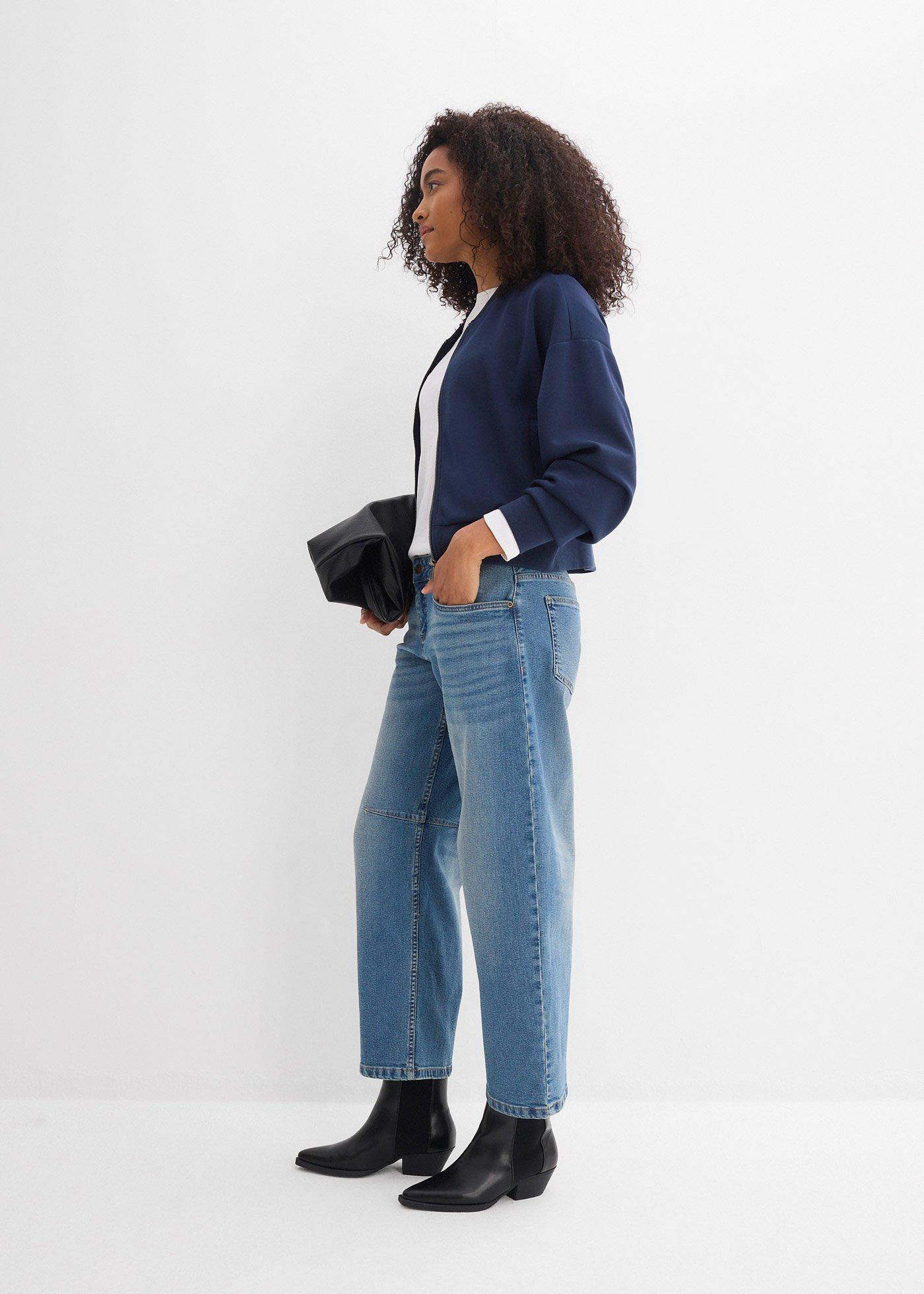 Jeansy o kroju barrel, mid waist - Bonprix