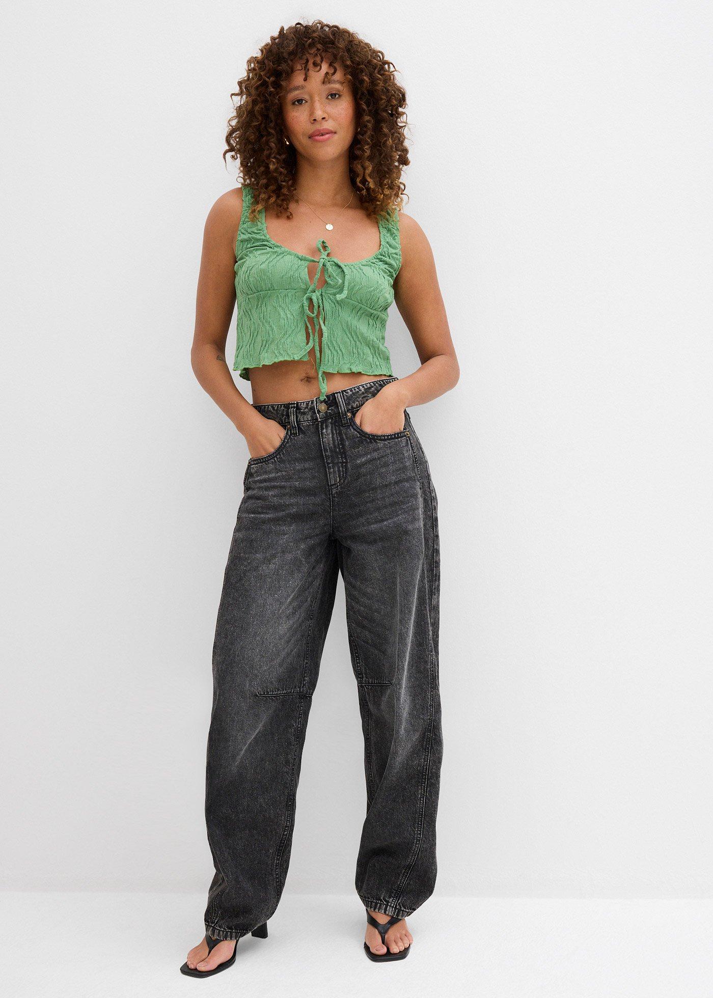 Jeansy o kroju balloon, mid waist, z bardzo miękkiego materiału - Bonprix