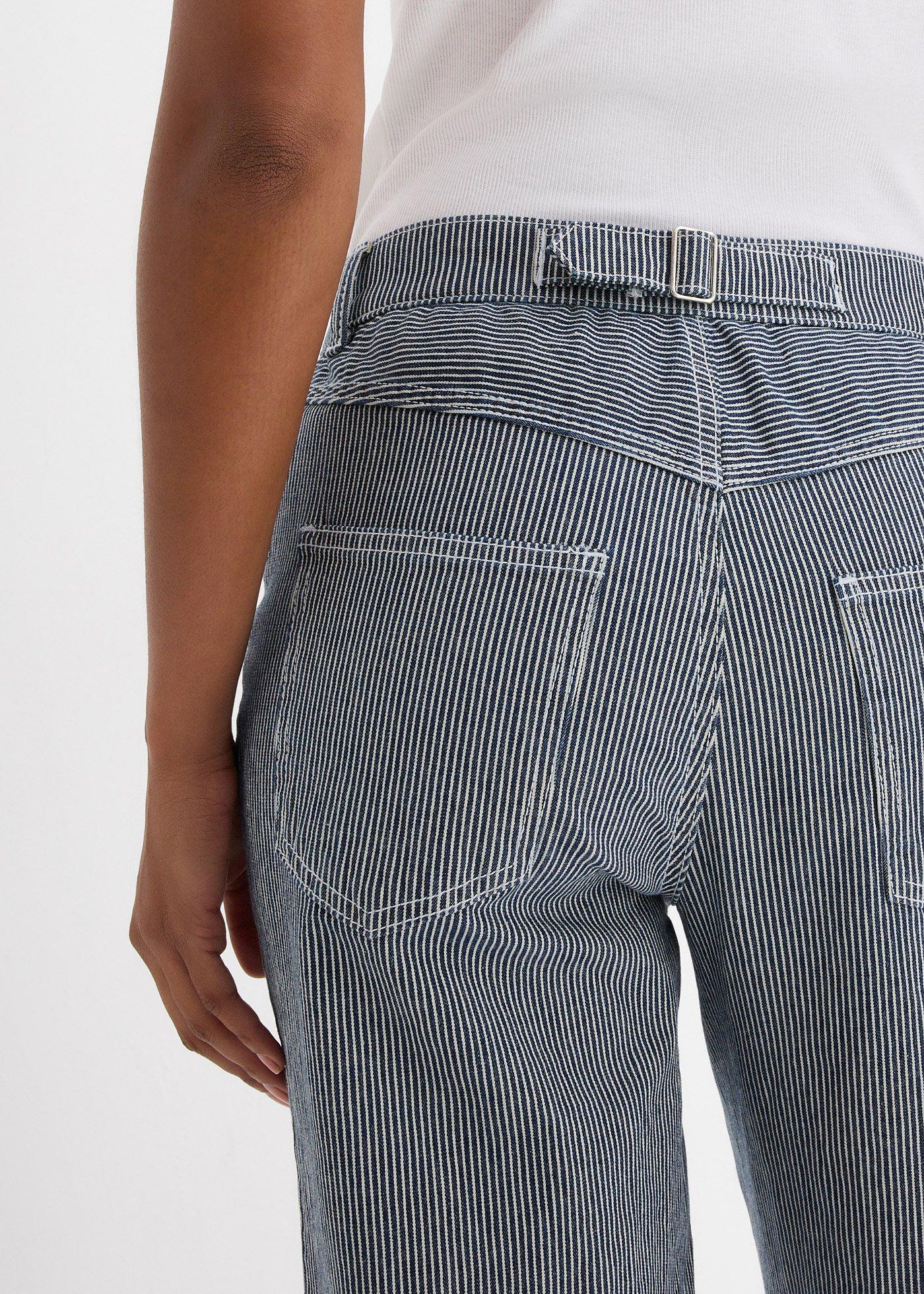 Dżinsy straight o luźnym kroju, high waist, w paski - Bonprix