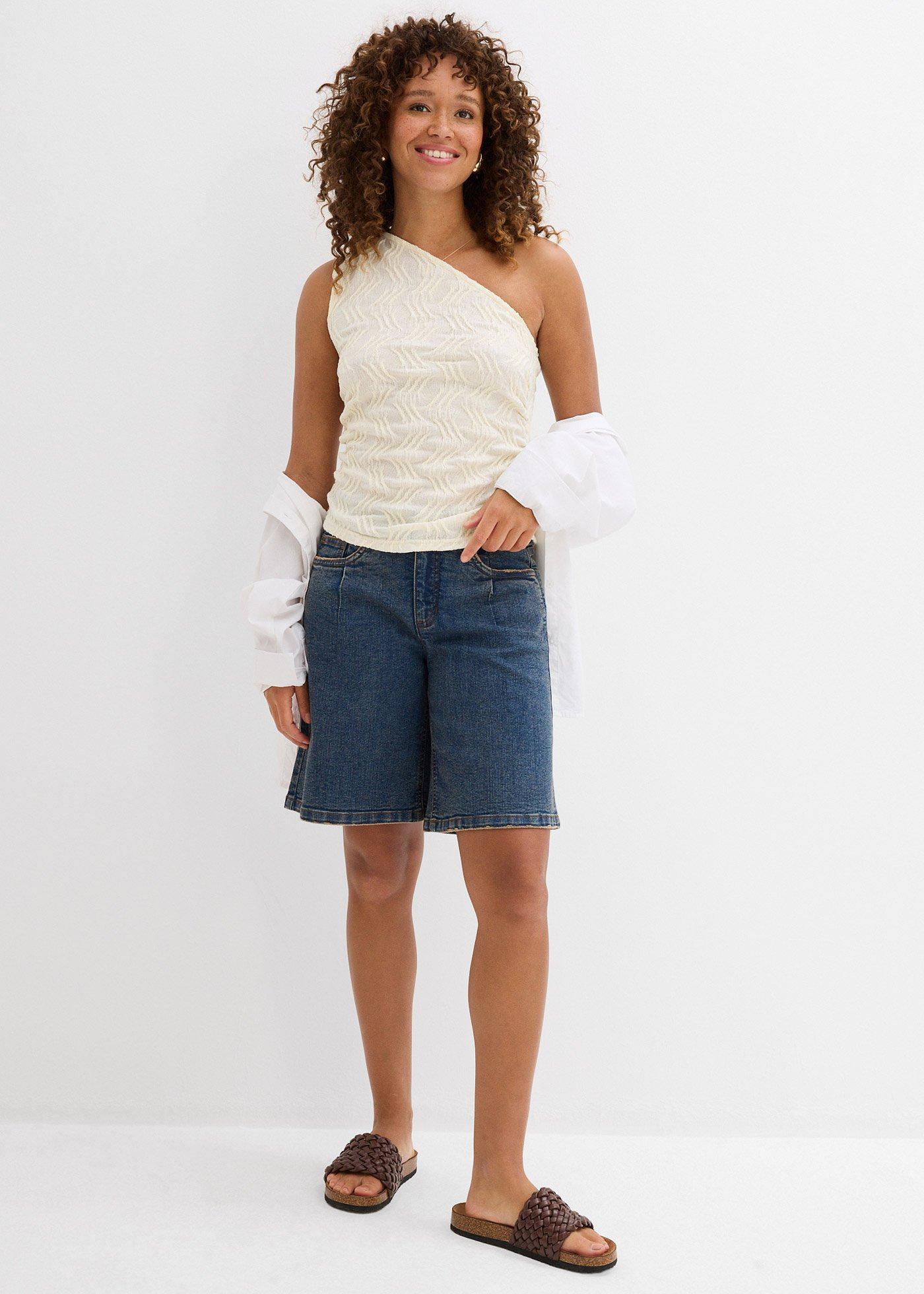 Bermudy dżinsowe mid waist - Bonprix