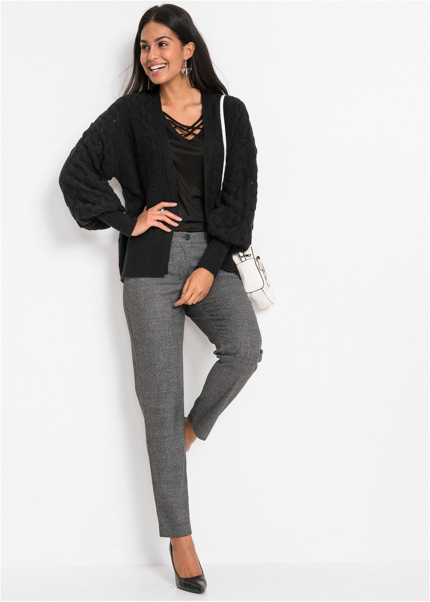 Sweter ażurowy bez zapięcia - Bonprix