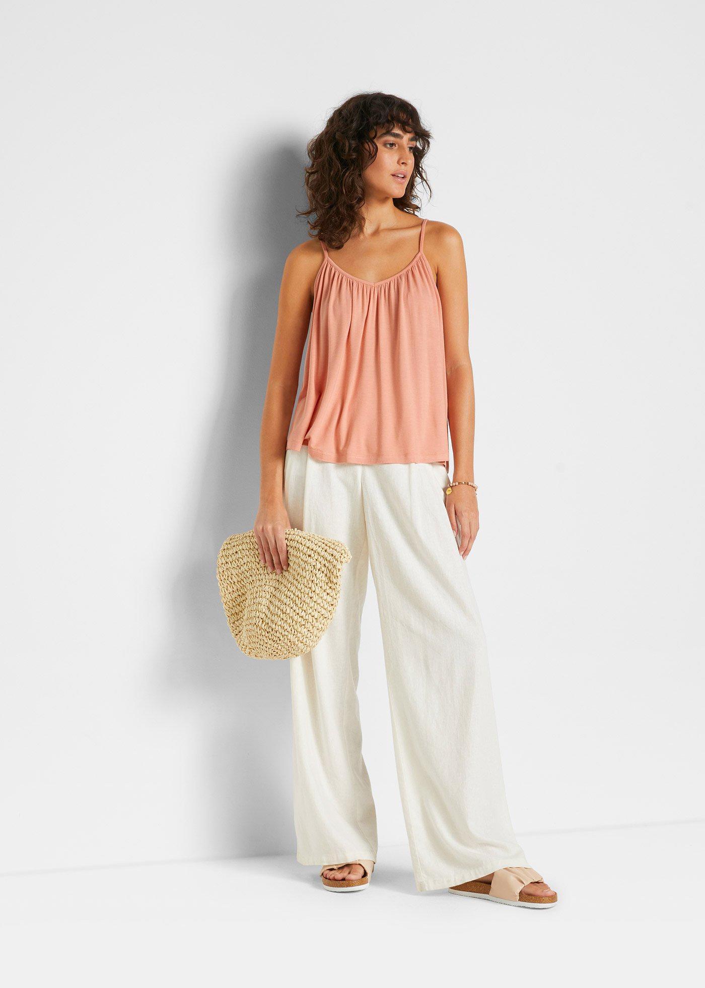 Top na wąskich ramiączkach z lejącej wiskozy - Bonprix