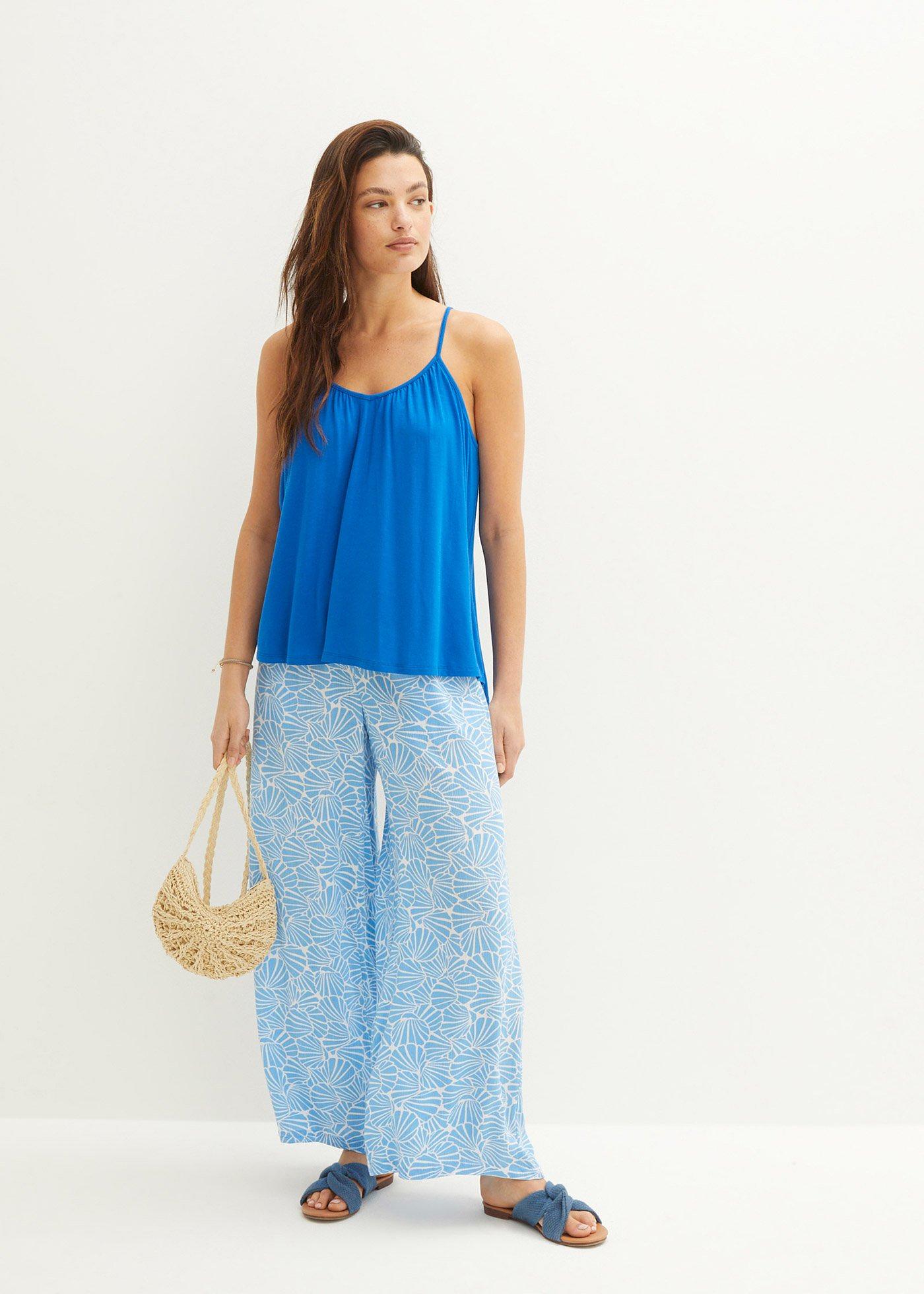 Top na wąskich ramiączkach z lejącej wiskozy - Bonprix