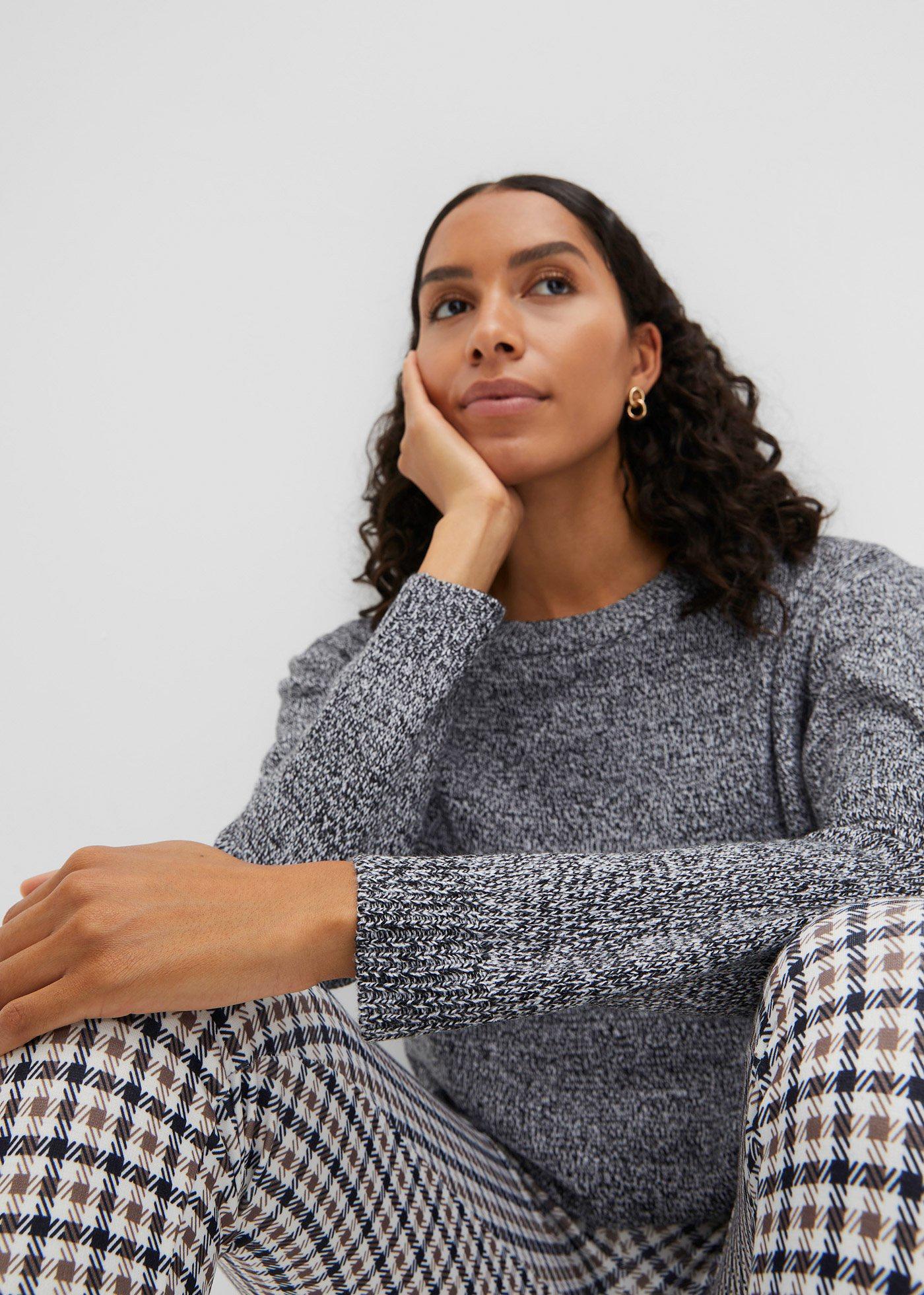 Sweter melanżowy z okrągłym dekoltem - Bonprix