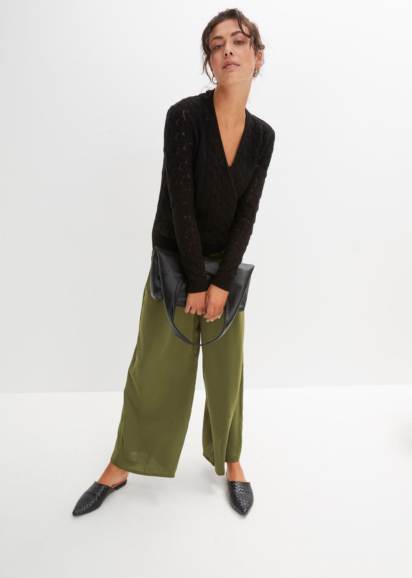 Sweter ażurowy w optyce kopertowego - Bonprix