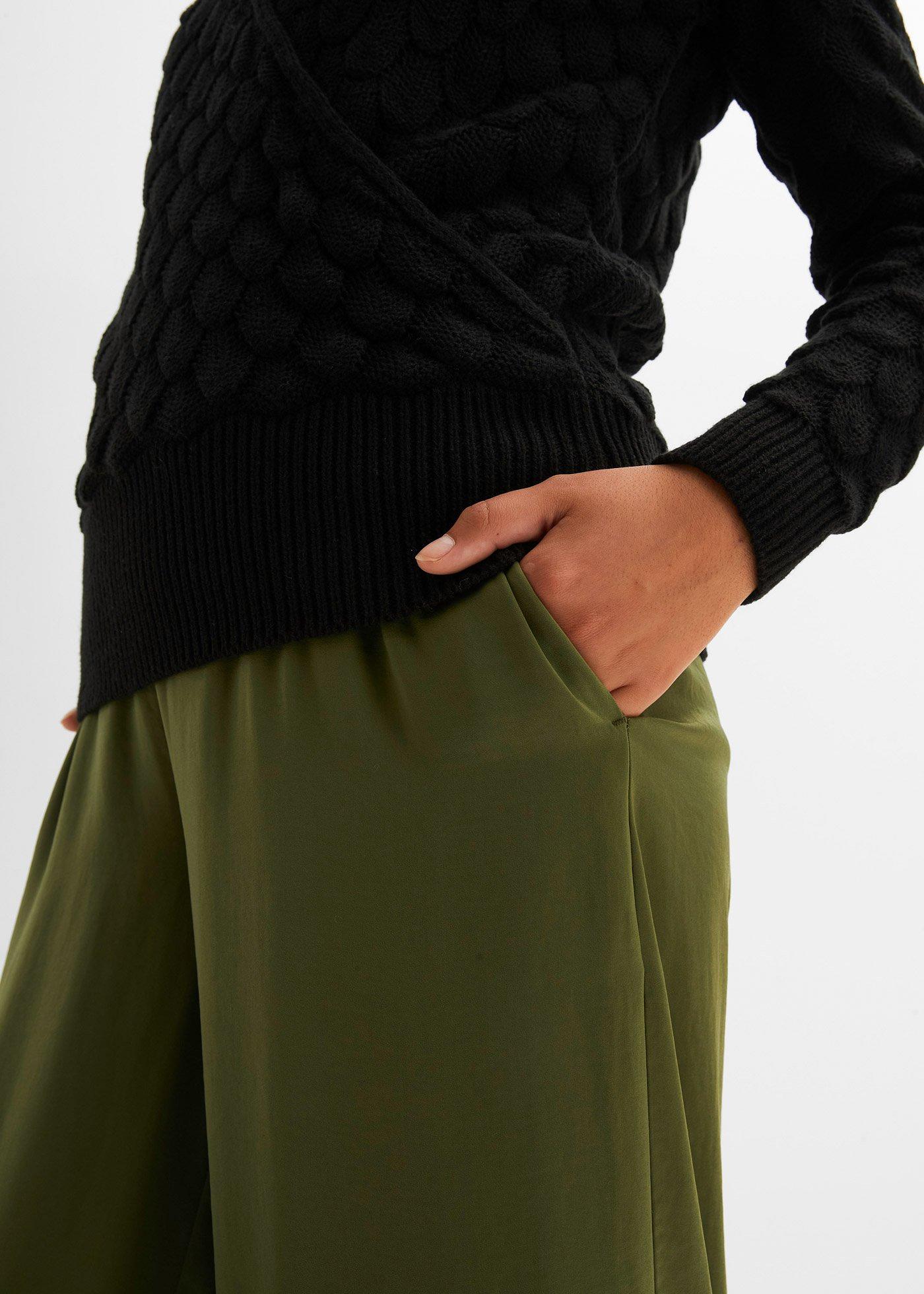 Sweter ażurowy w optyce kopertowego - Bonprix