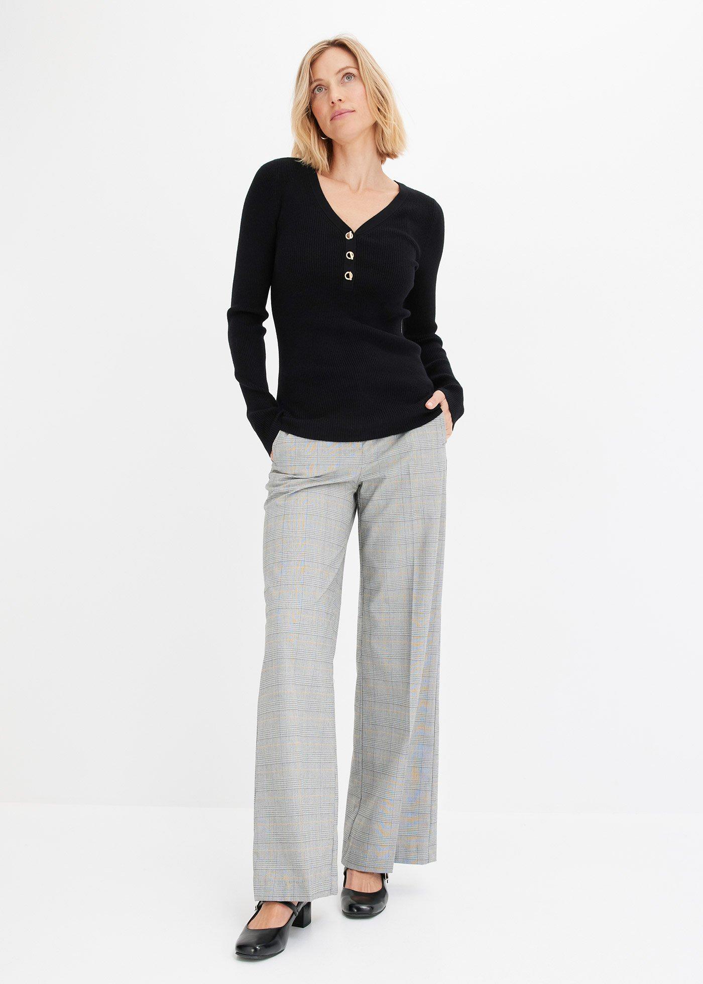 Sweter w prążek z wiskozą - Bonprix