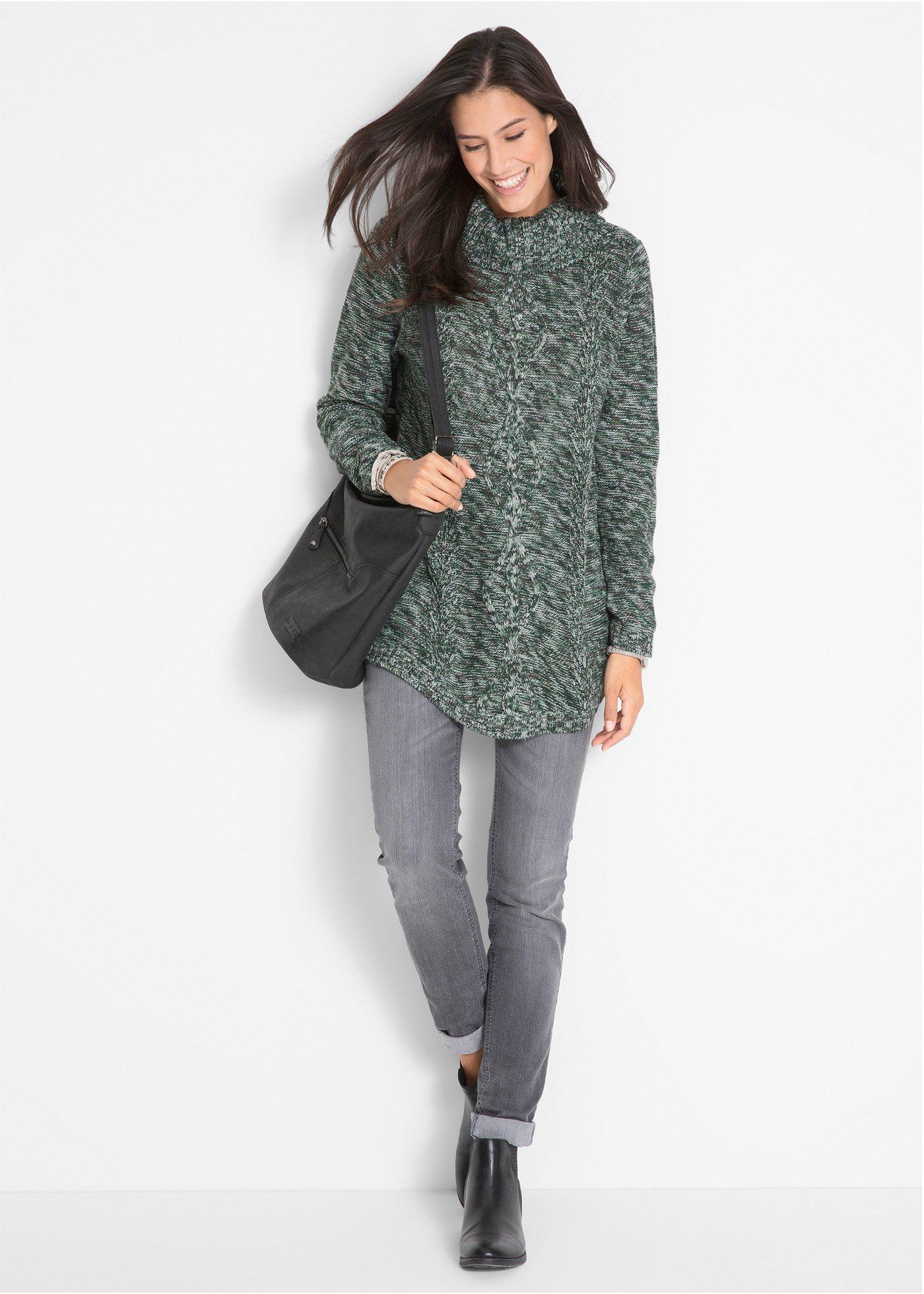 Sweter poncho, długi rękaw - Bonprix