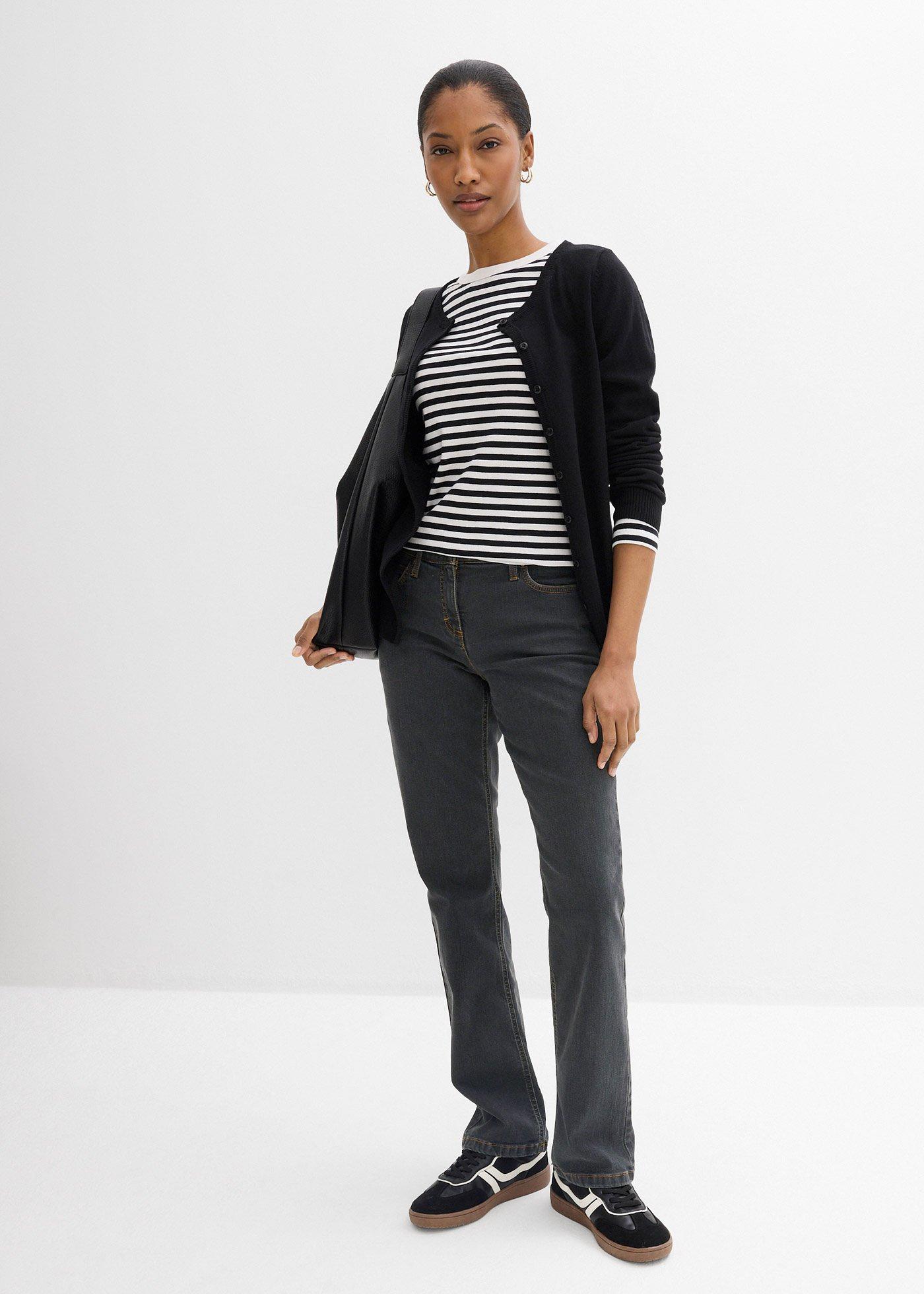 Jeansy ze stretchem straight, mid waist - Bonprix