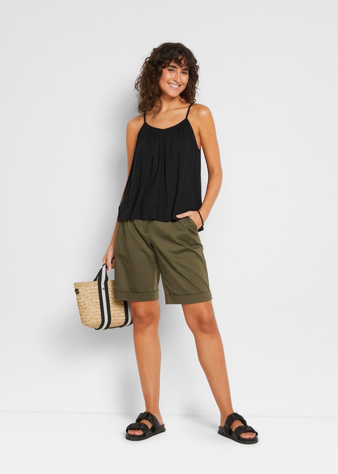 Top na wąskich ramiączkach z lejącej wiskozy - Bonprix