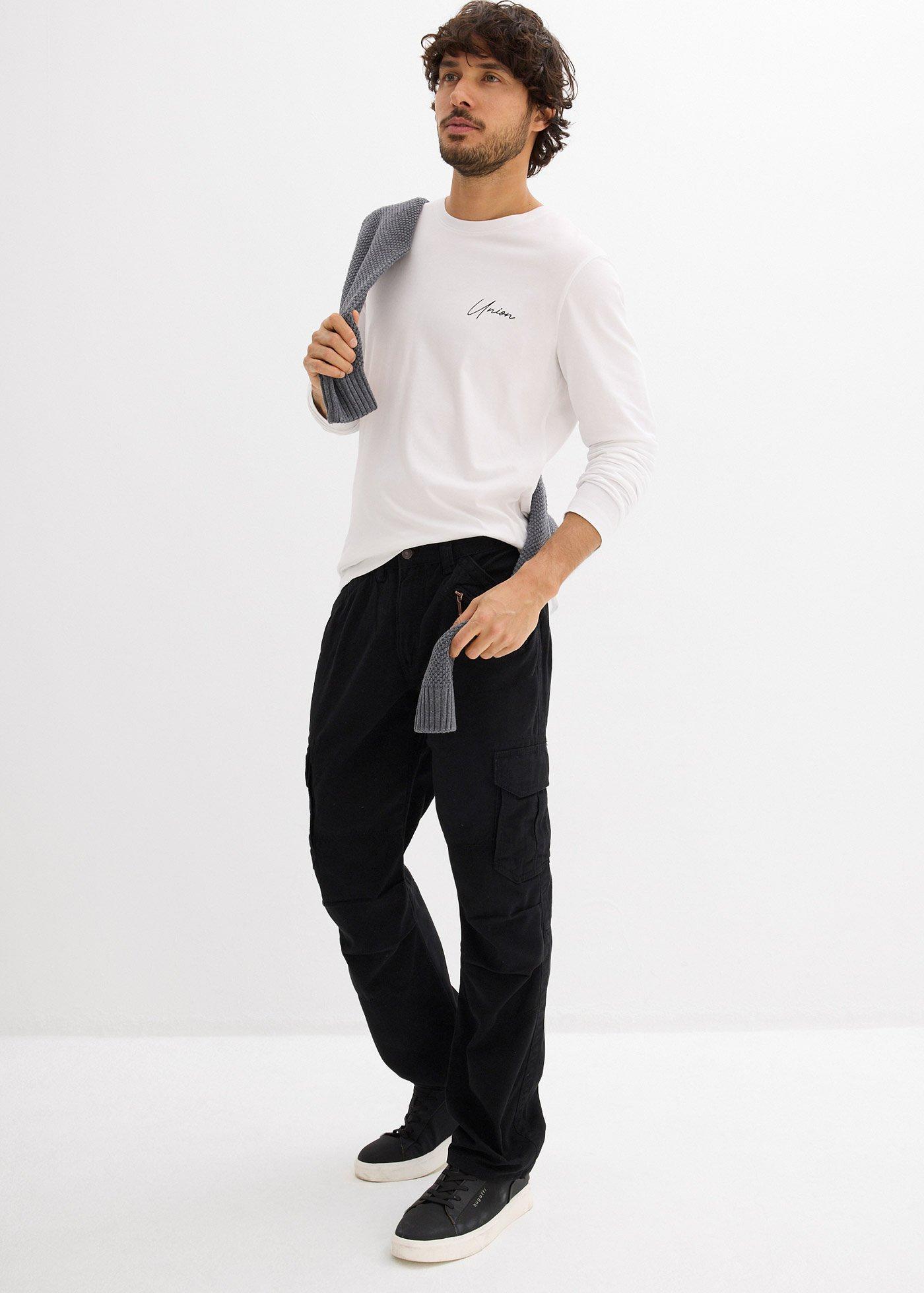 Bluzka z długim rękawem z bawełny organicznej, slim fit - Bonprix