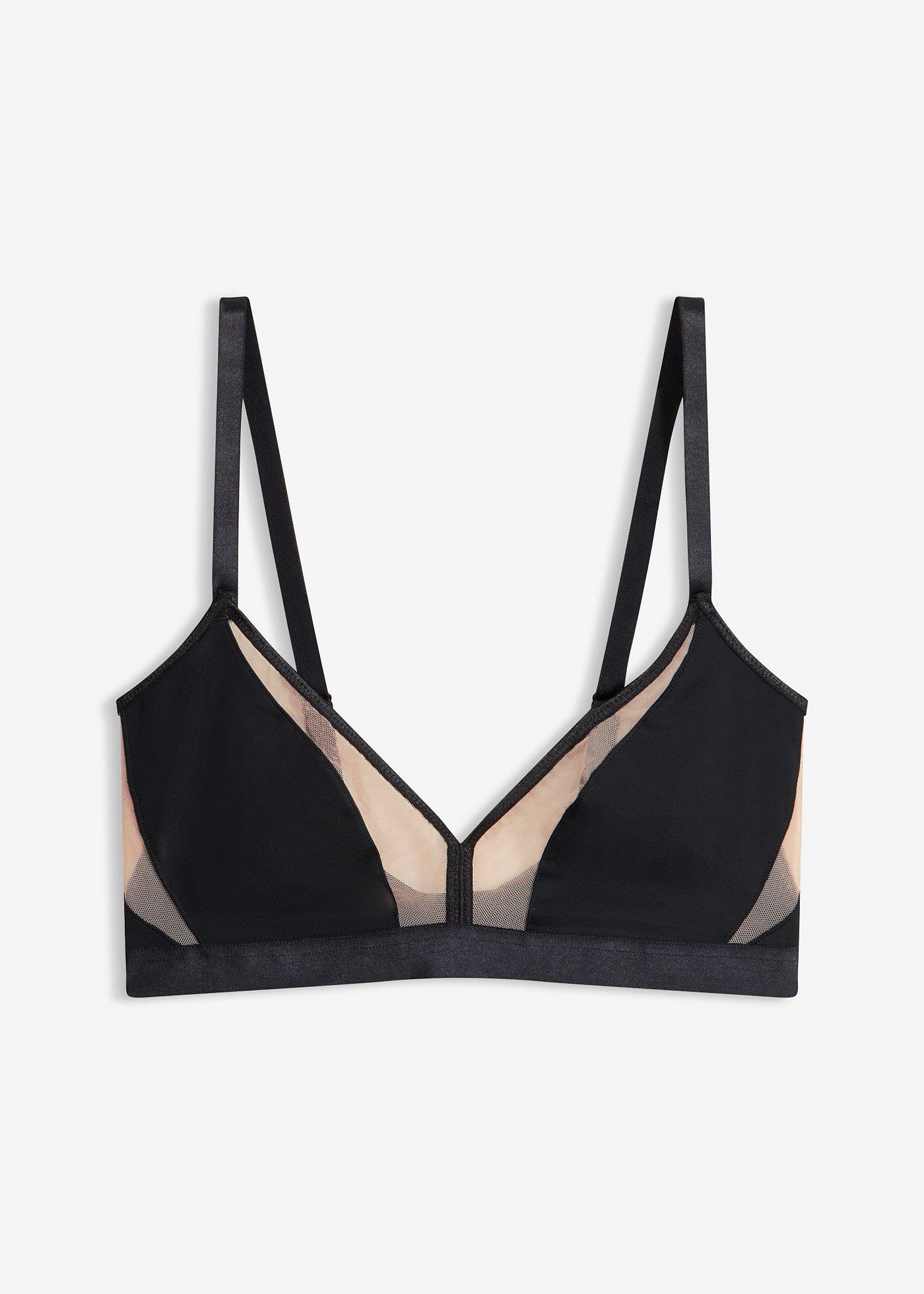 Soutien-gorge triangle sans armatures bi-matière