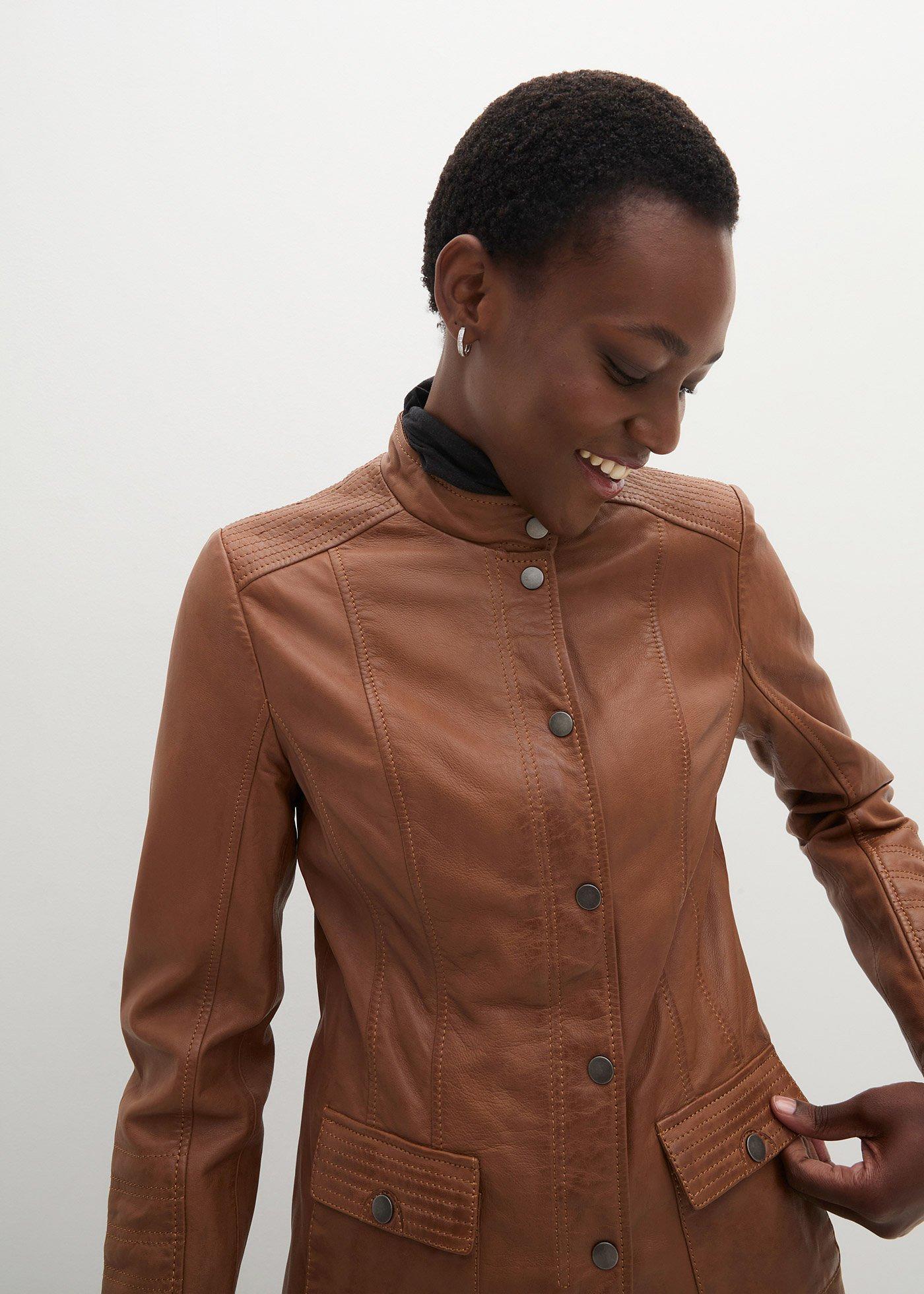 Kurtka skórzana ze skóry jagnięcej nappa - Bonprix