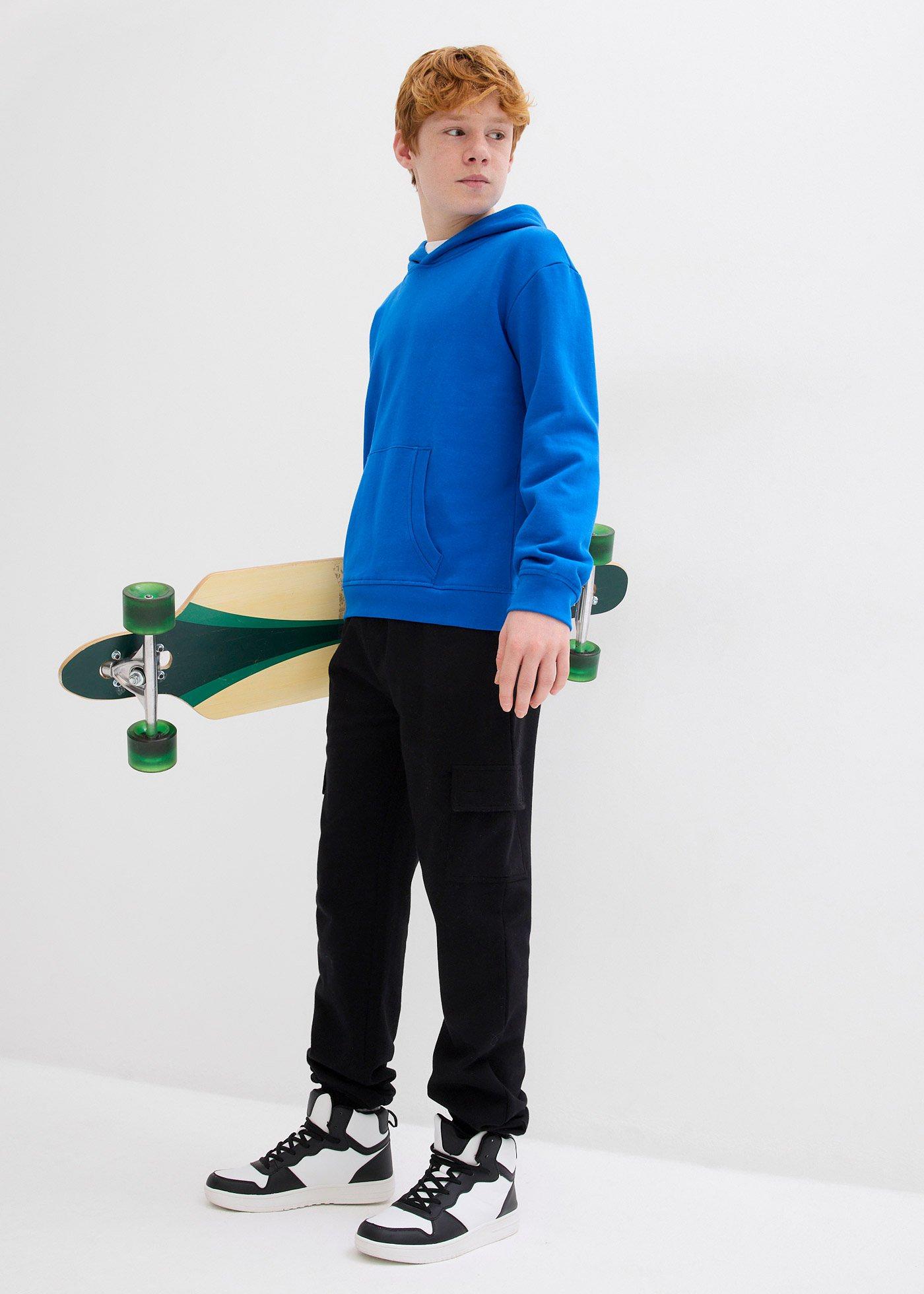 Bluza z kapturem, z miękkiego materiału z bawełną - Bonprix