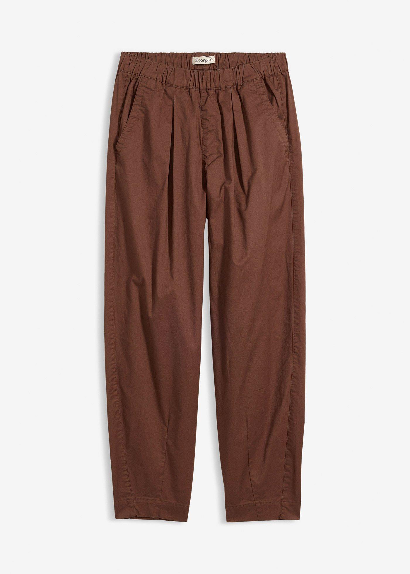 Pantaloni barrel din twill cu talie comodă