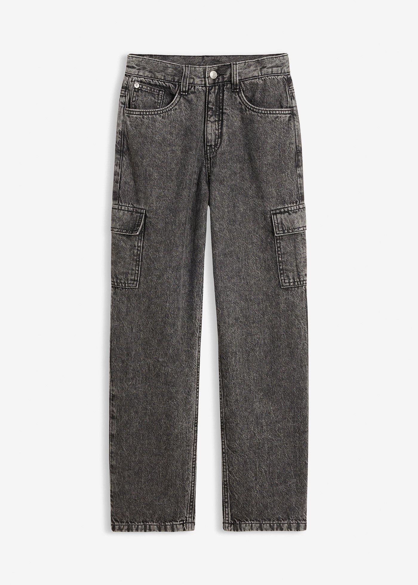 Dżinsy o kroju loose fit, z regulowanym pasem, straight - Bonprix