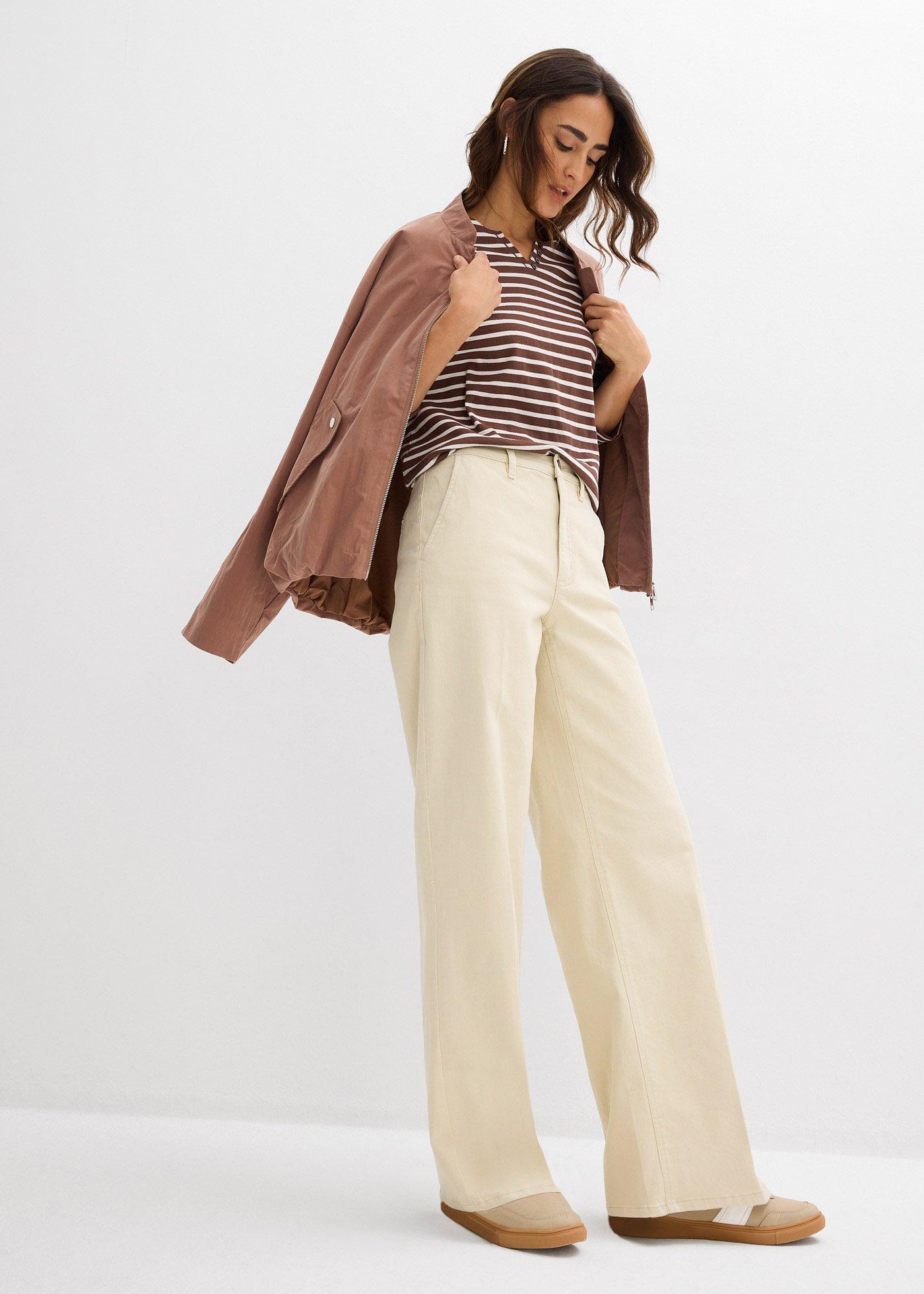 Spodnie z diagonalu, high waist - Bonprix