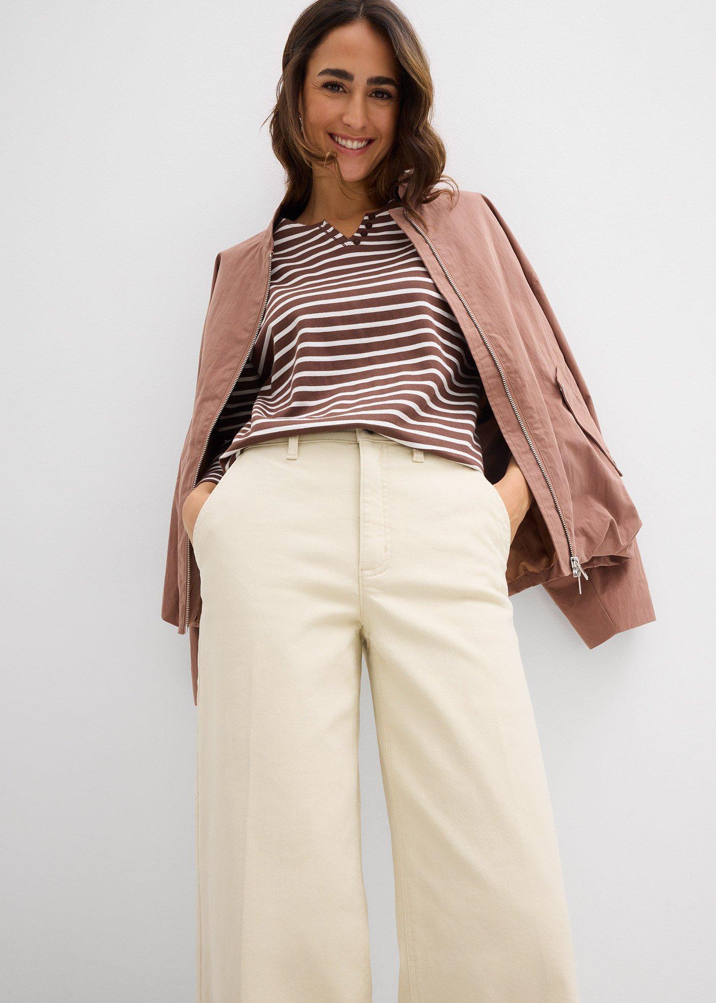 Spodnie z diagonalu, high waist - Bonprix